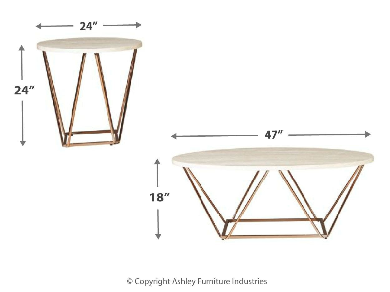 Tarica - Occasional Table Set (Set of 3) - White / Metallic