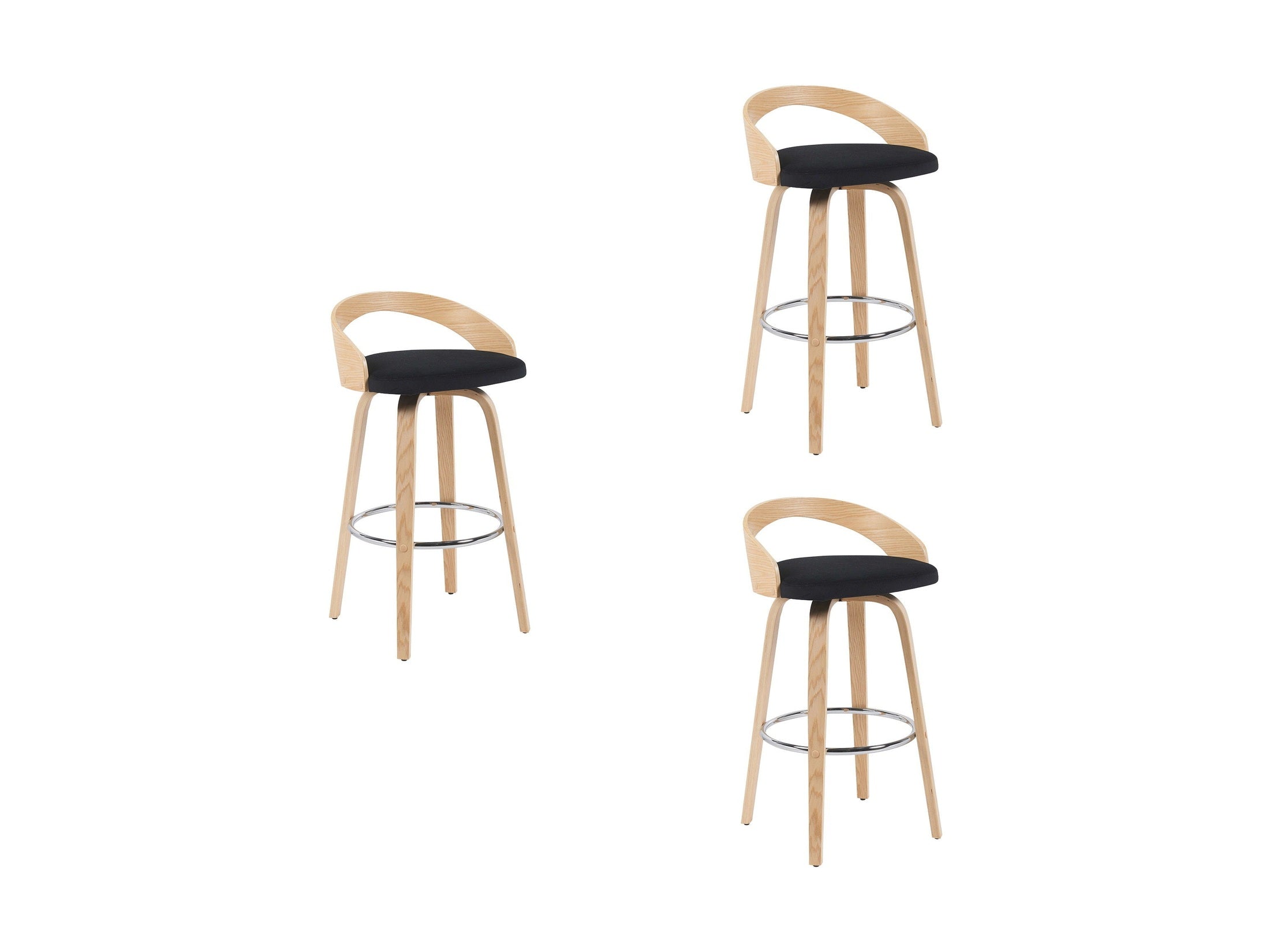 Sonia - Modern Swivel Bar Height Stool - Patterned Oak Wood Finish