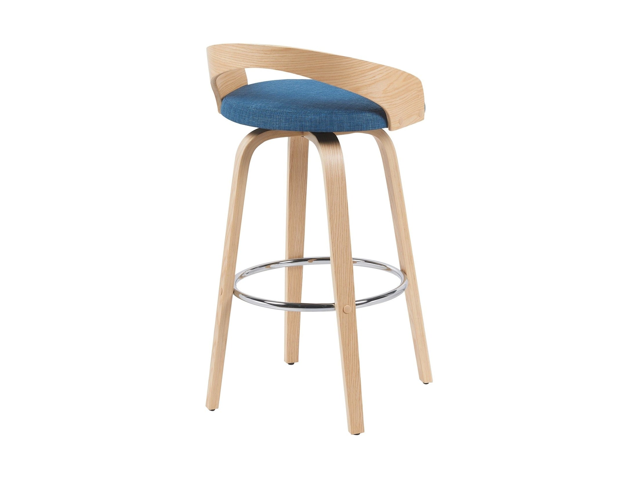 Sonia - Modern Swivel Bar Height Stool - Patterned Oak Wood Finish
