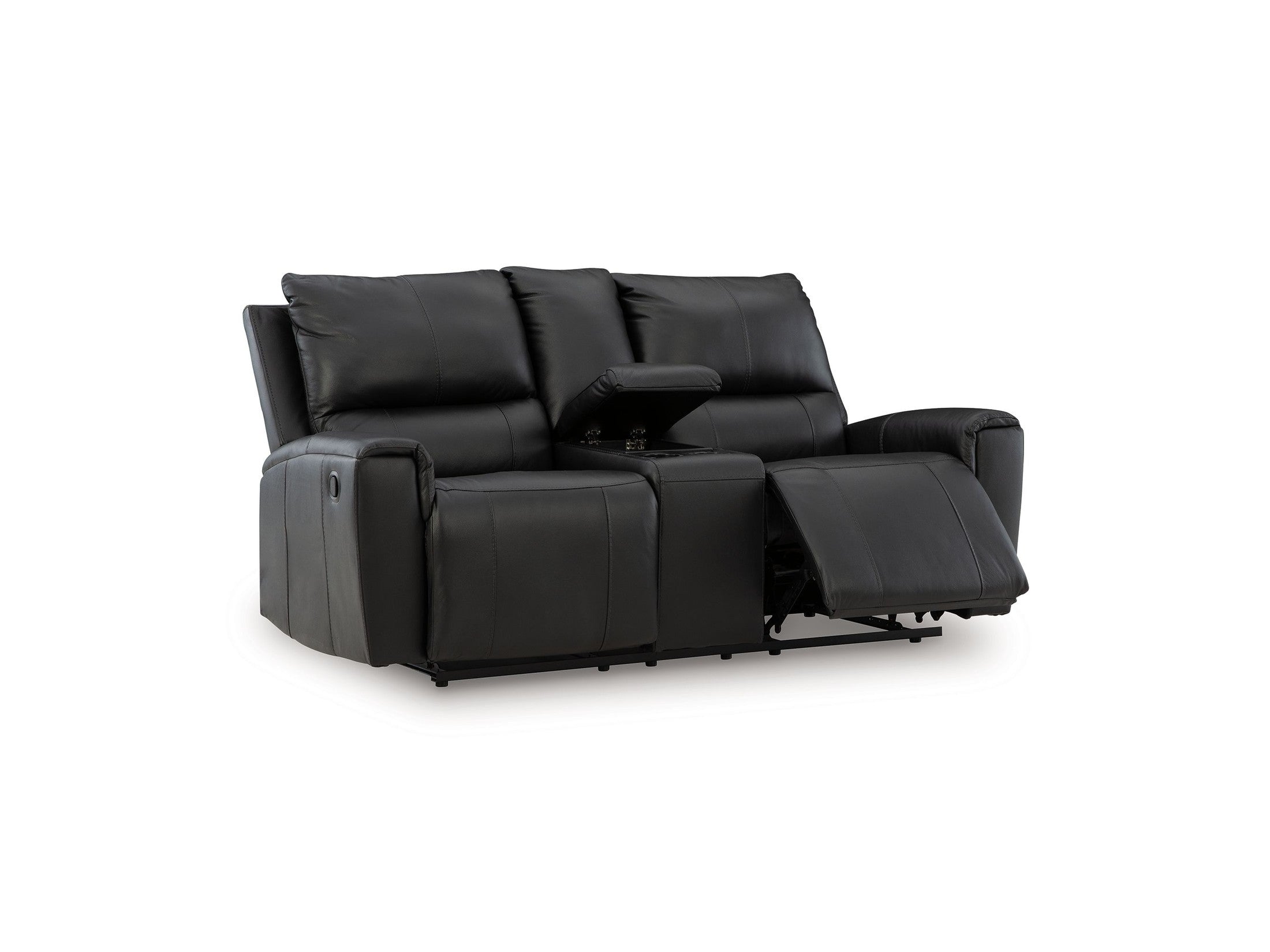 Glossmore - Reclining Loveseat With Console - Black