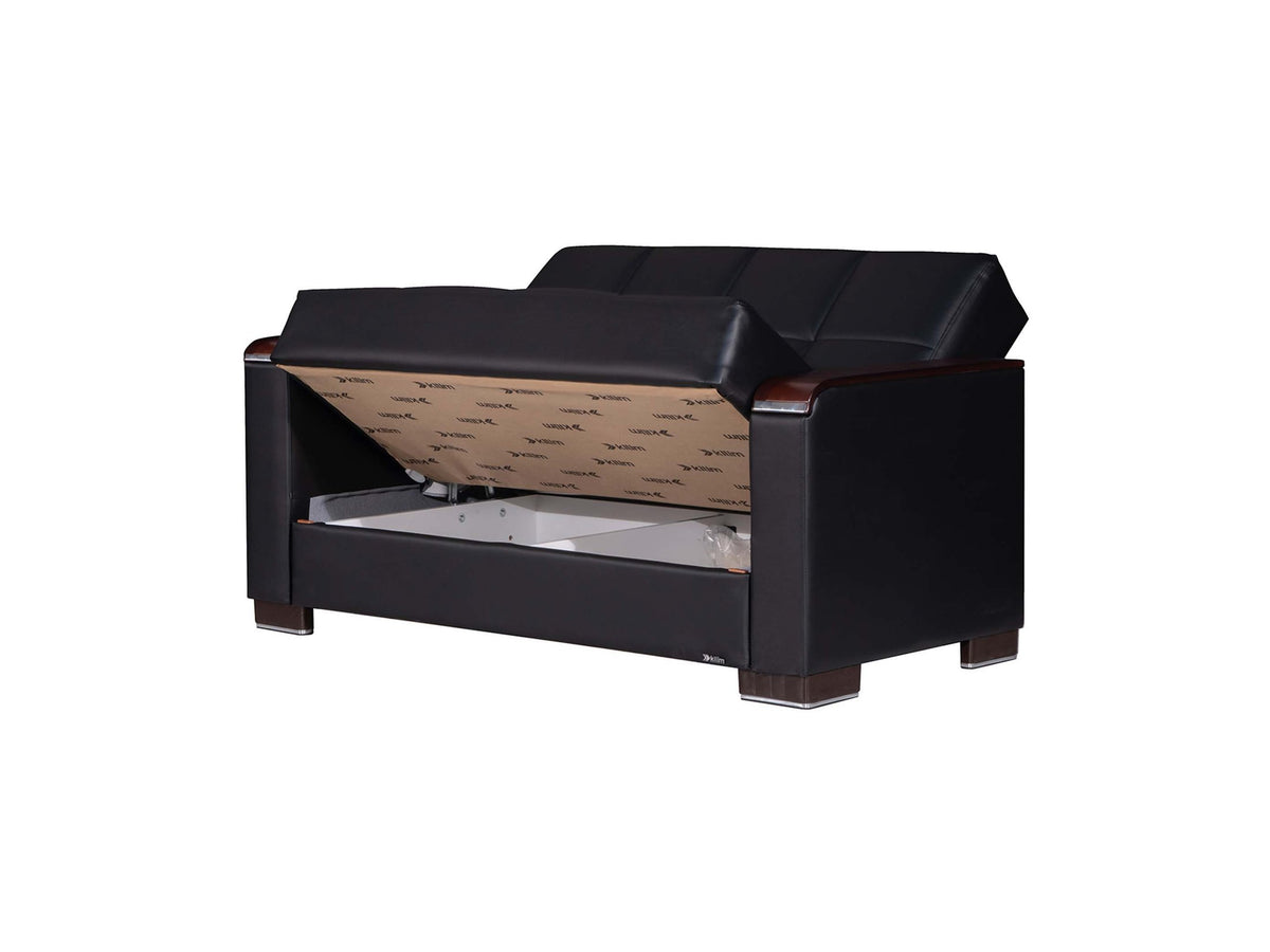 Ottomanson Armada X - Upholstered Convertible Wood Trimmed Loveseat With Storage