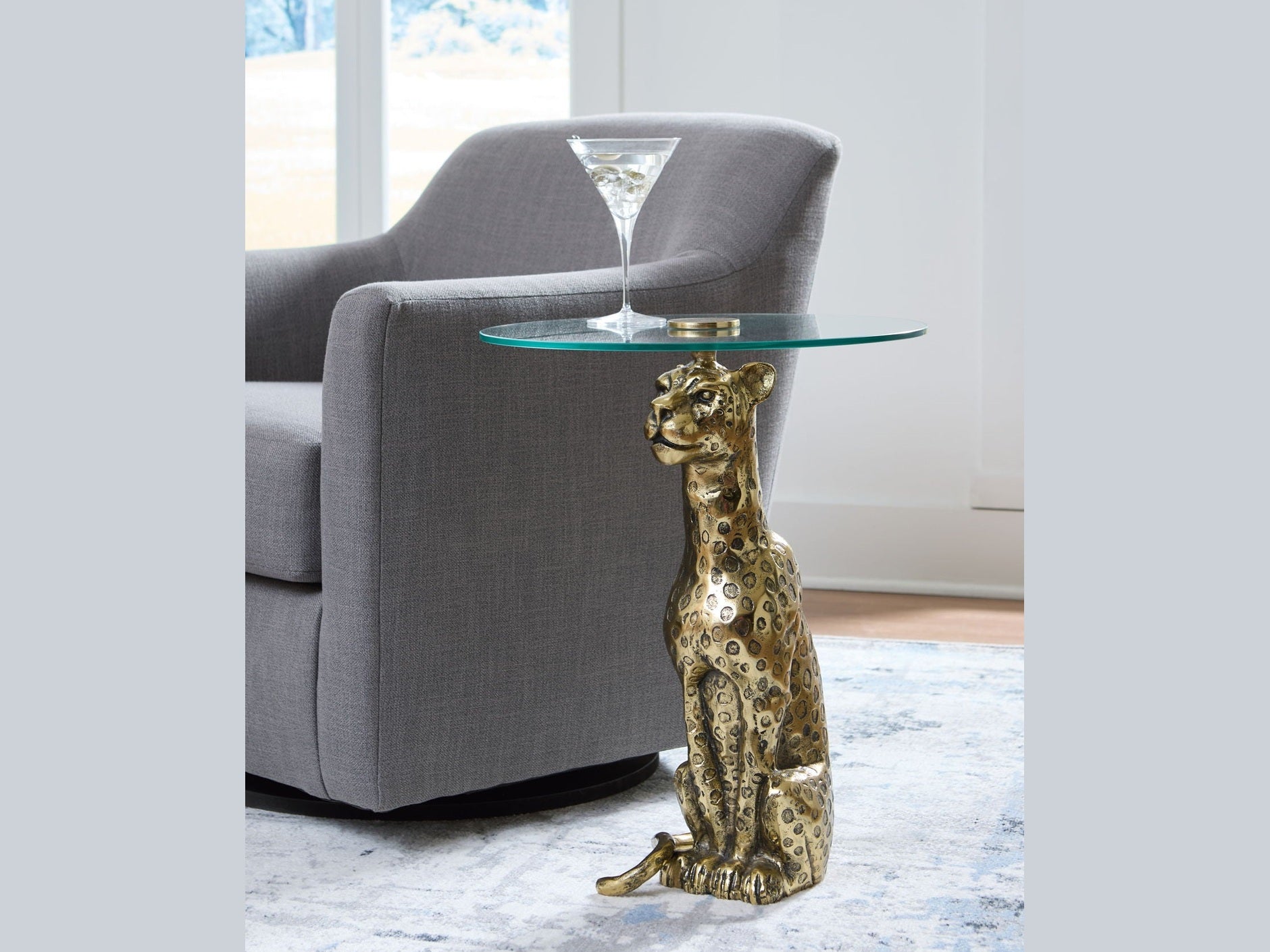 Vallain - Accent Table - Antique Gold Finish