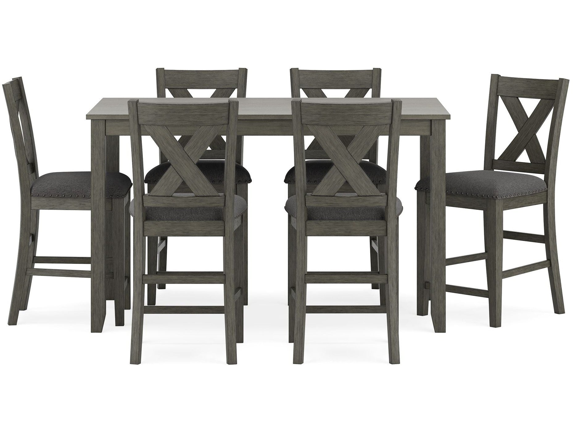 Caitbrook - Rect Drm Counter Table Set (Set of 7) - Gray