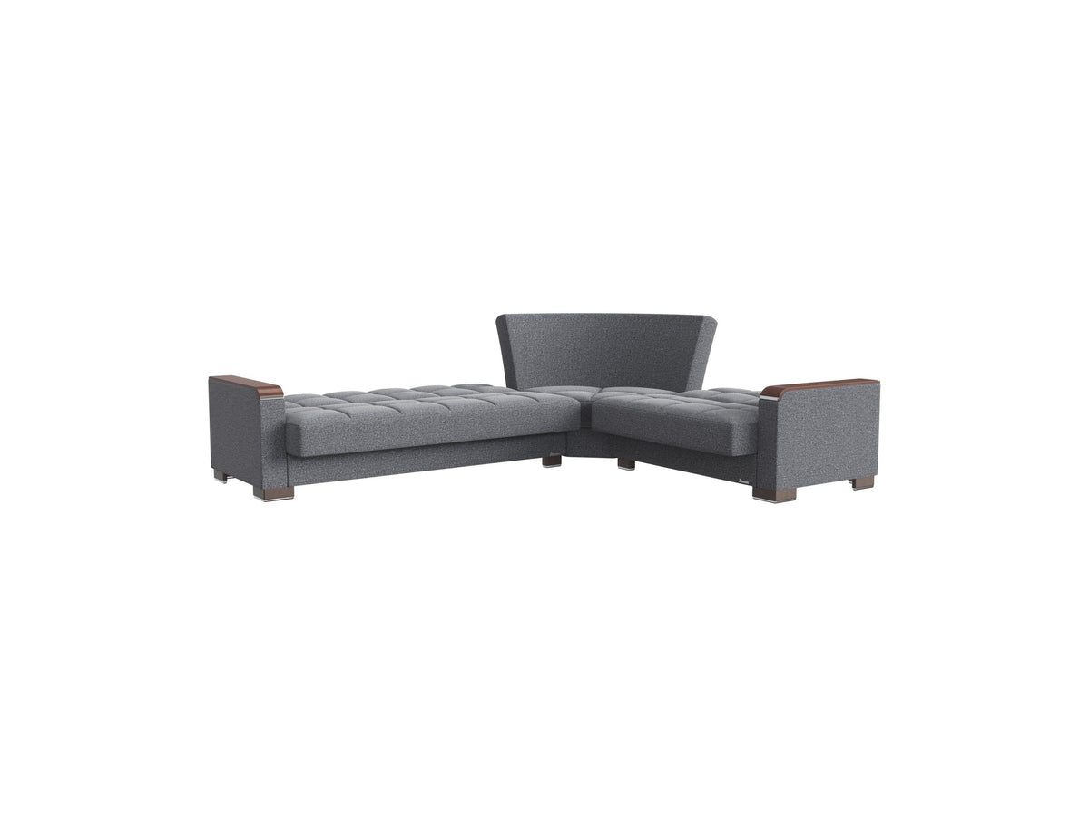 Ottomanson Armada X - Upholstered Convertible Wood Trimmed Sectional With Storage - Polyester