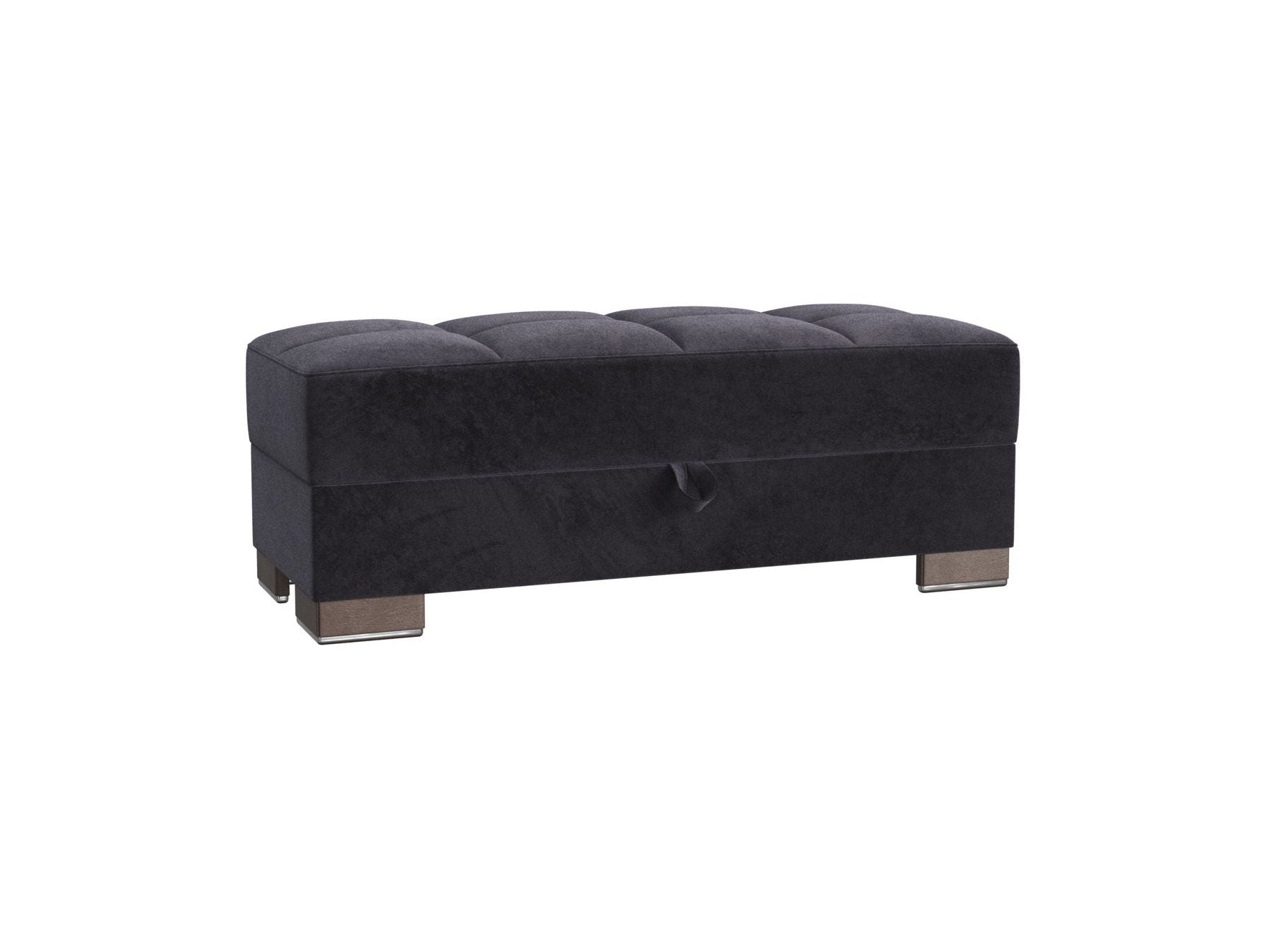Ottomanson Armada X - Upholstered Convertible Wood Trimmed Ottoman With Storage - Microfiber