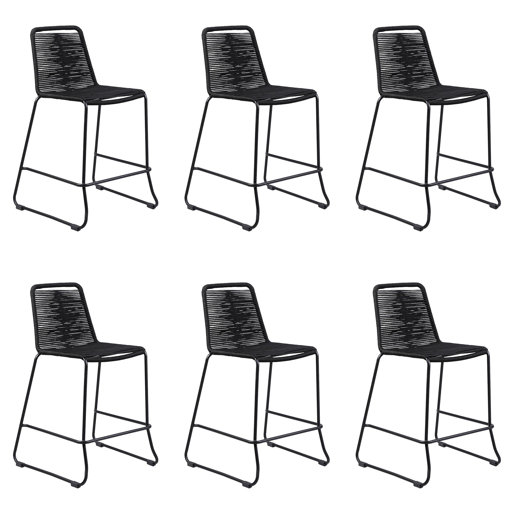 Shasta - 26" Outdoor Metal And Rope Stackable Barstool
