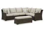 Brook Ranch - Sofa Sectional, Bench With Cushion (Set of 3) - Brown