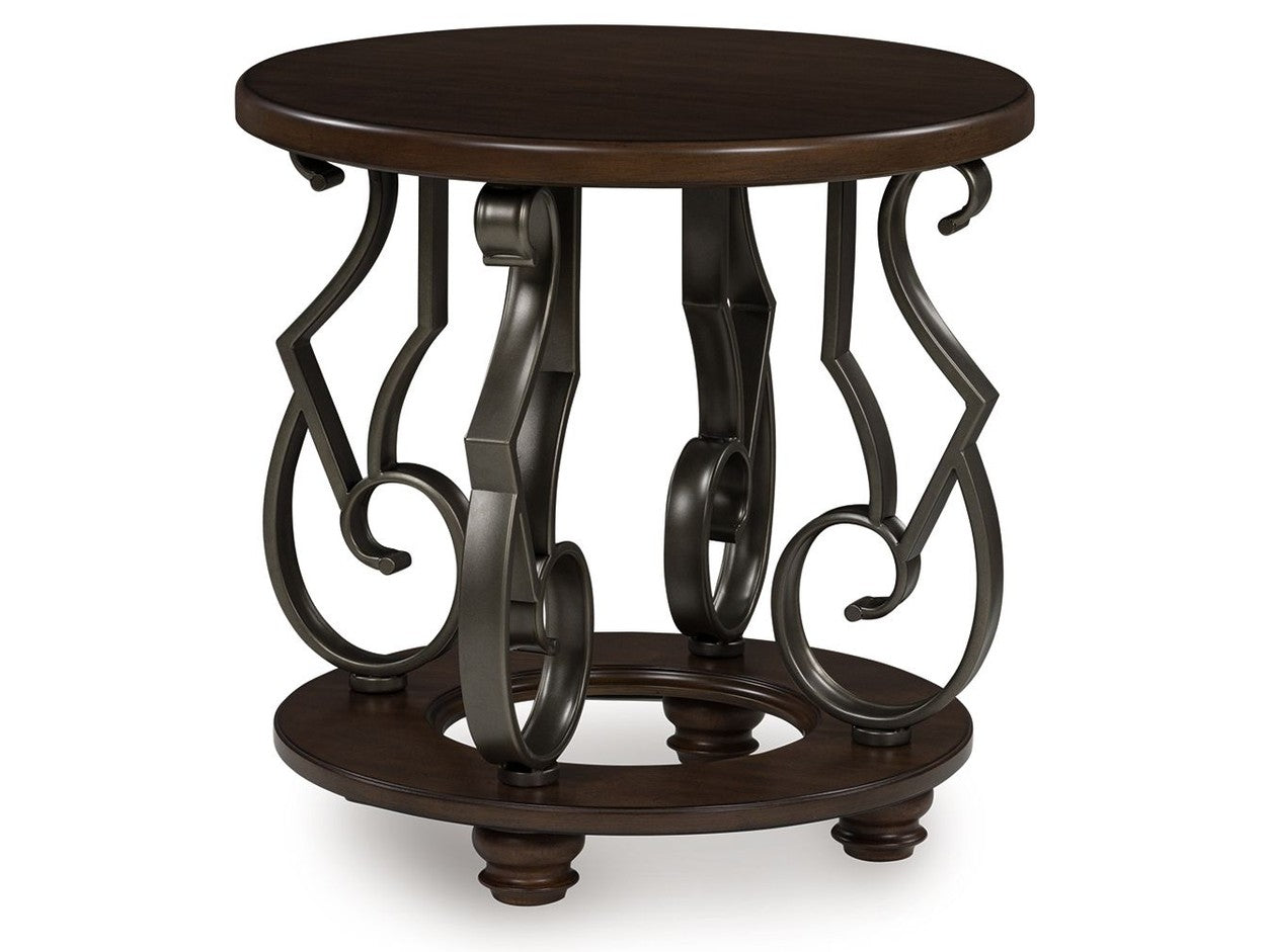 Frallyn - Round End Table - Dark Brown