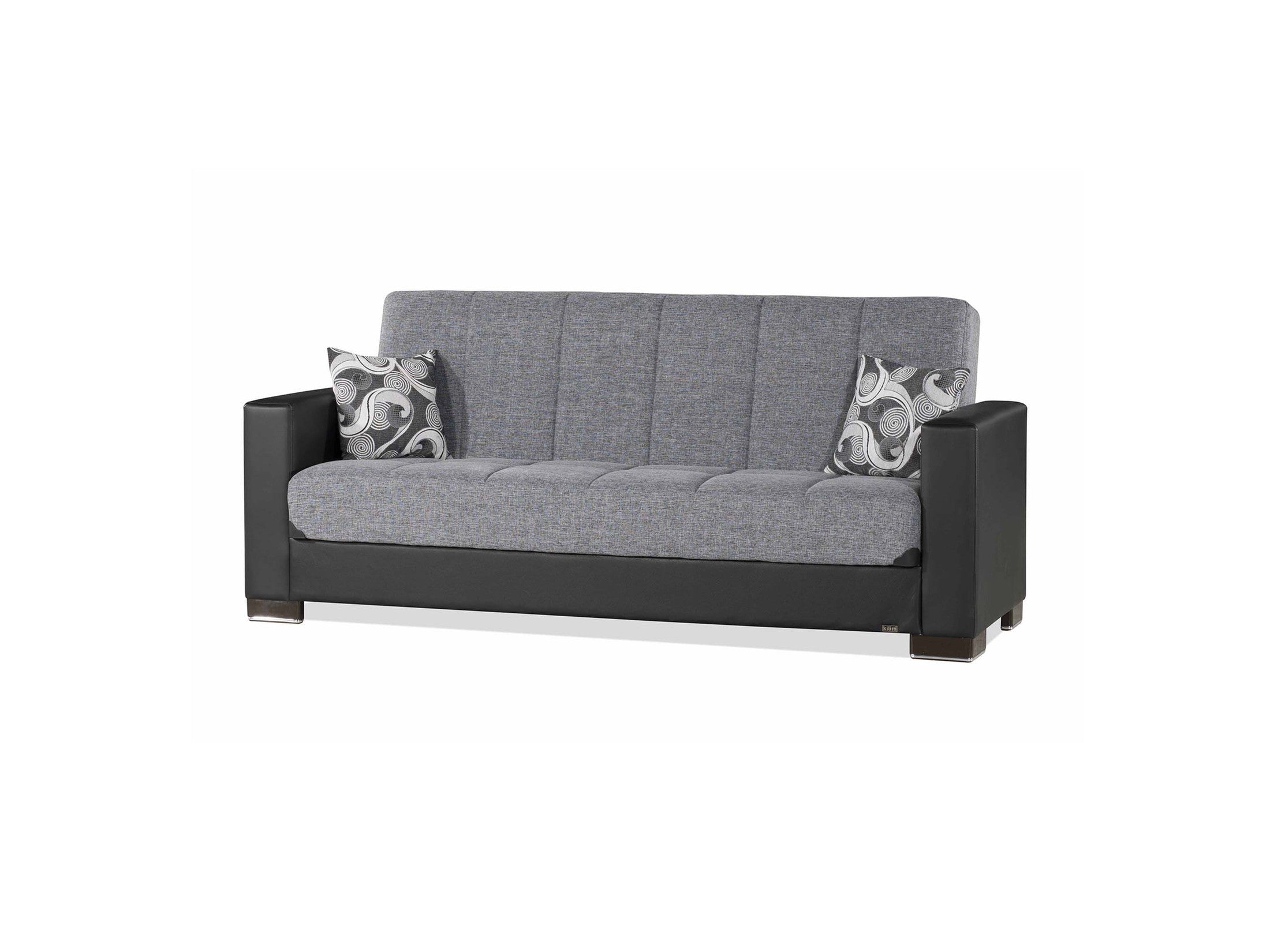 Ottomanson Armada - Upholstered Convertible Sofabed With Storage - Gray/Black PU Polyester