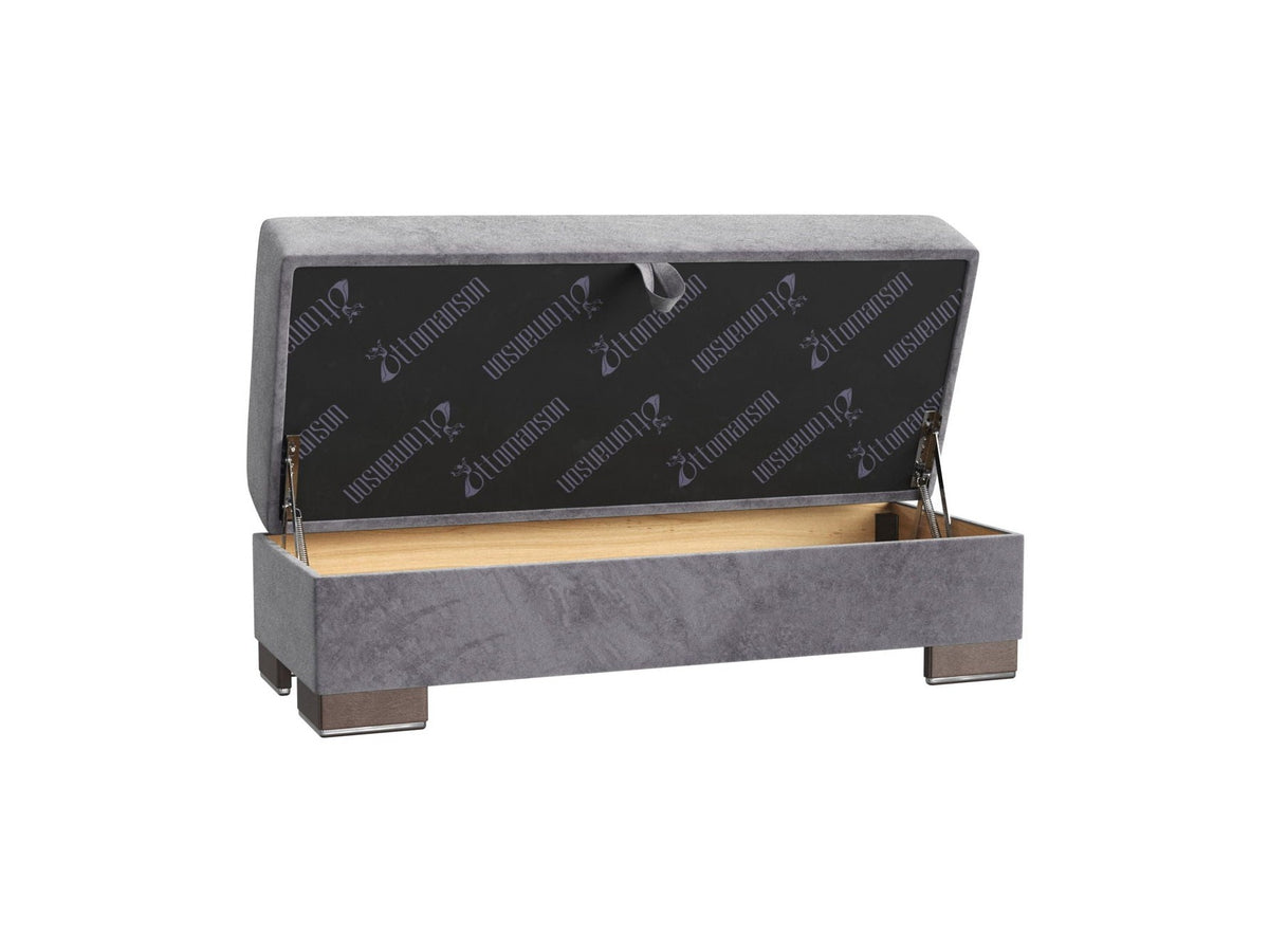 Ottomanson Armada X - Upholstered Convertible Wood Trimmed Ottoman With Storage - Microfiber