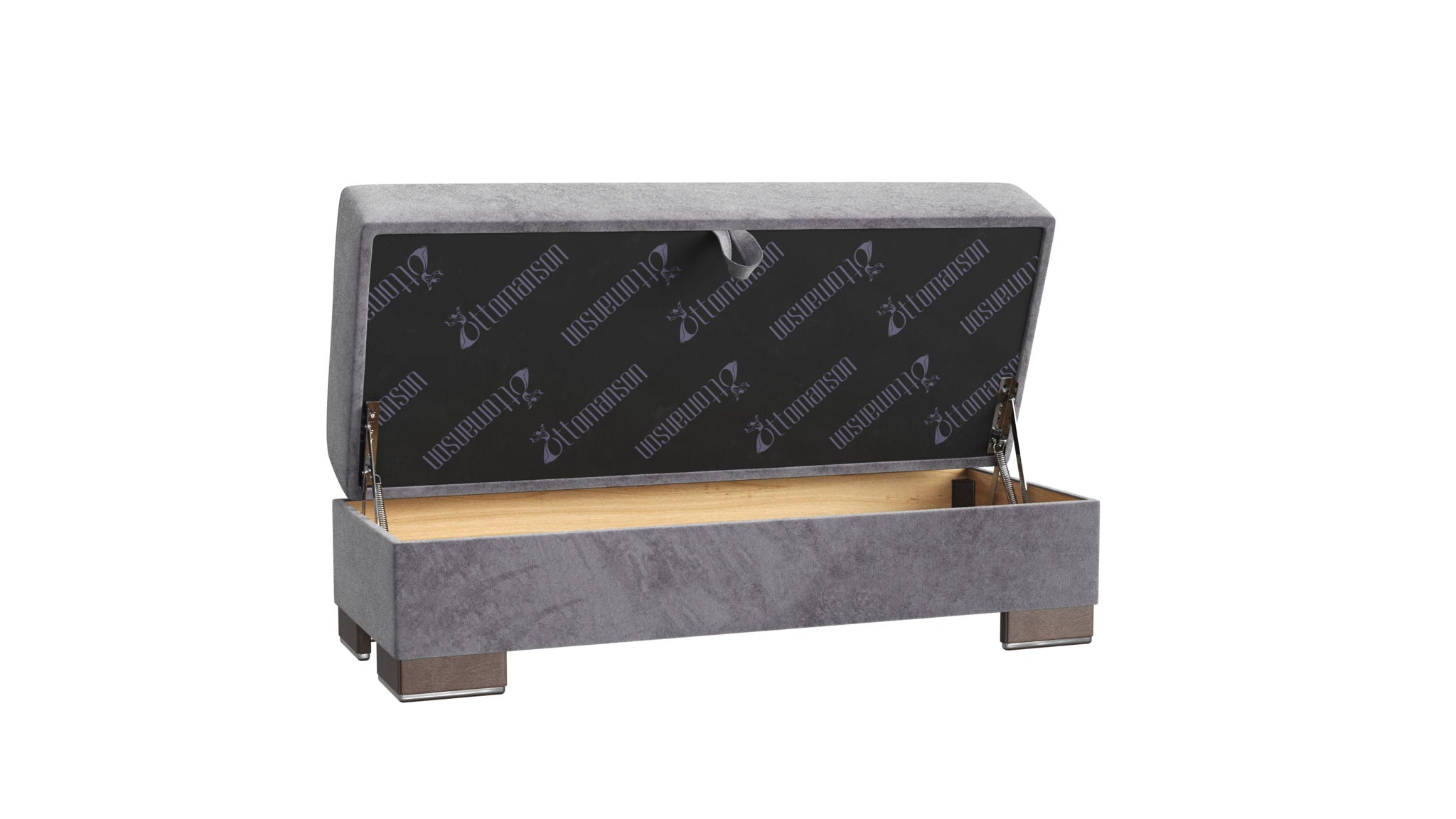 Ottomanson Armada X - Upholstered Convertible Wood Trimmed Ottoman With Storage - Microfiber