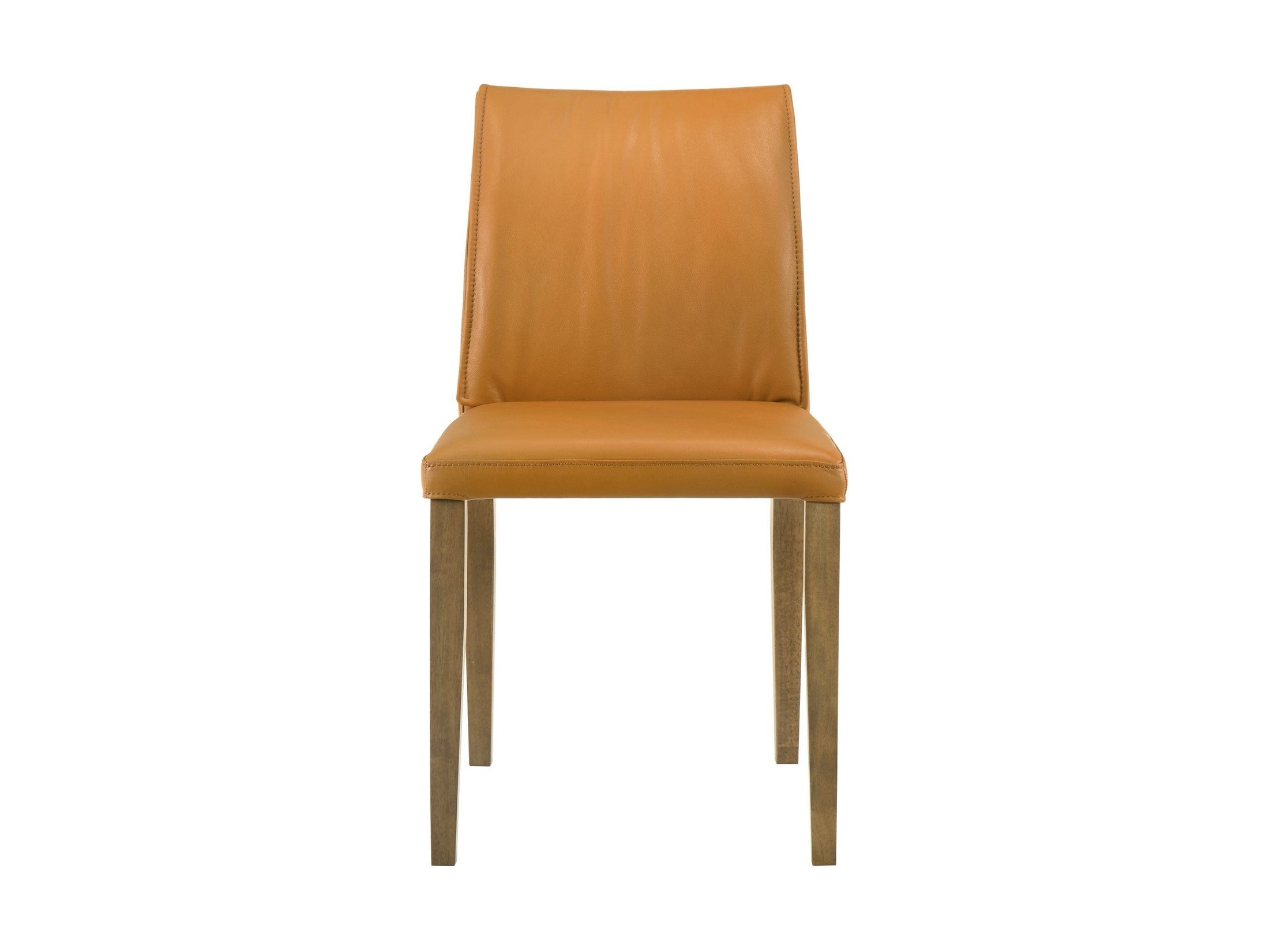 Velena - Full Back Top Grain Leather Upholstered Wood Dining Chairs (Set of 2) - Orange