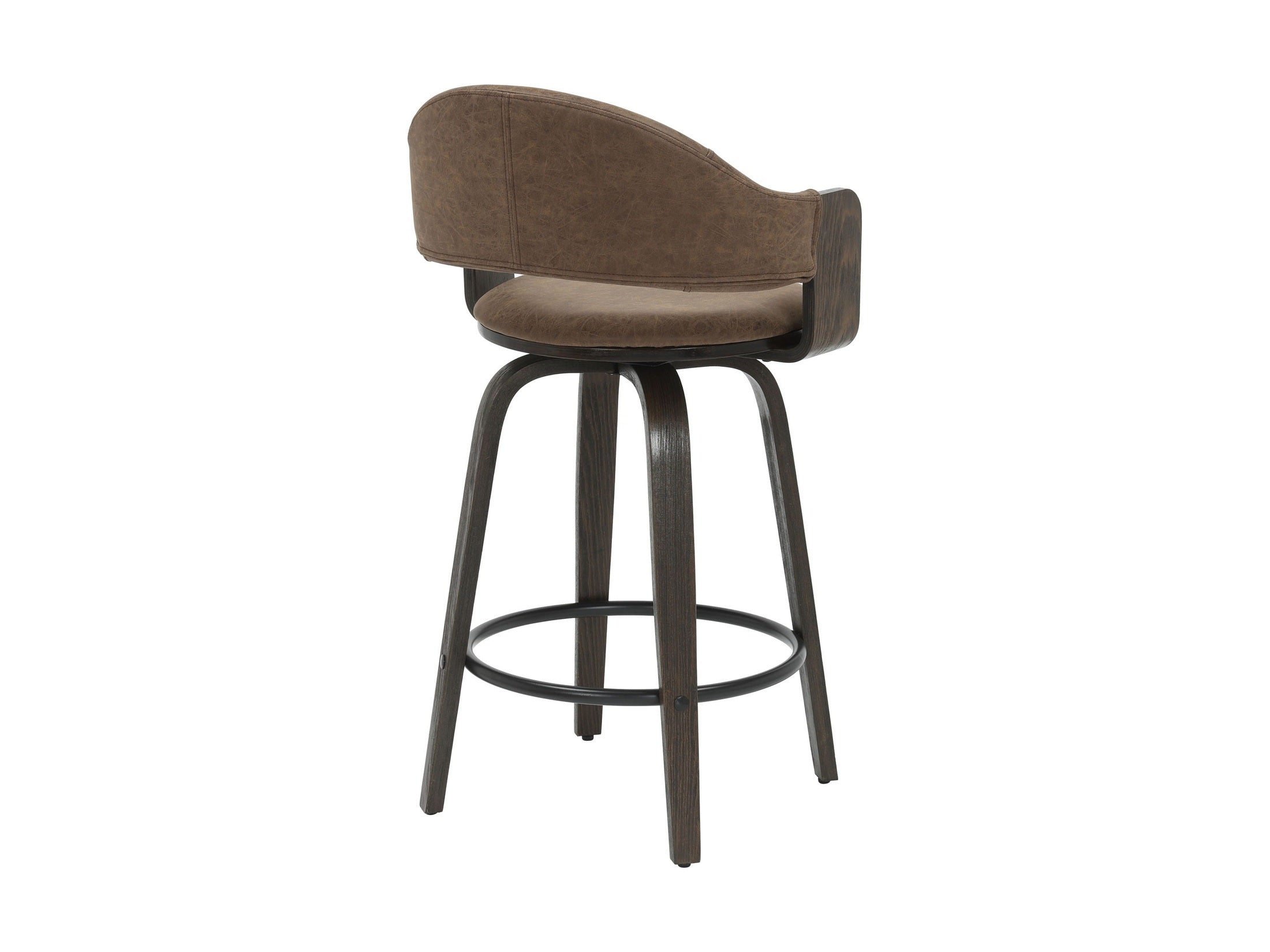 Daxton - Swivel Counter Height Round Back Wood Bar Stool With Faux Leather Seat