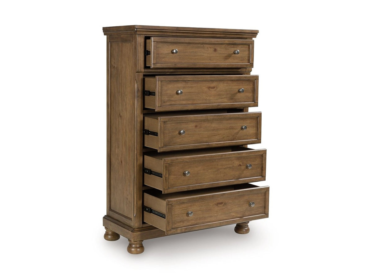 Feddinger - Five Drawer Chest - Medium Brown