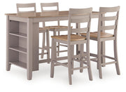 Harperfeld - 5 Pc. - Dining Table And 4 Barstools - Natural / Gray