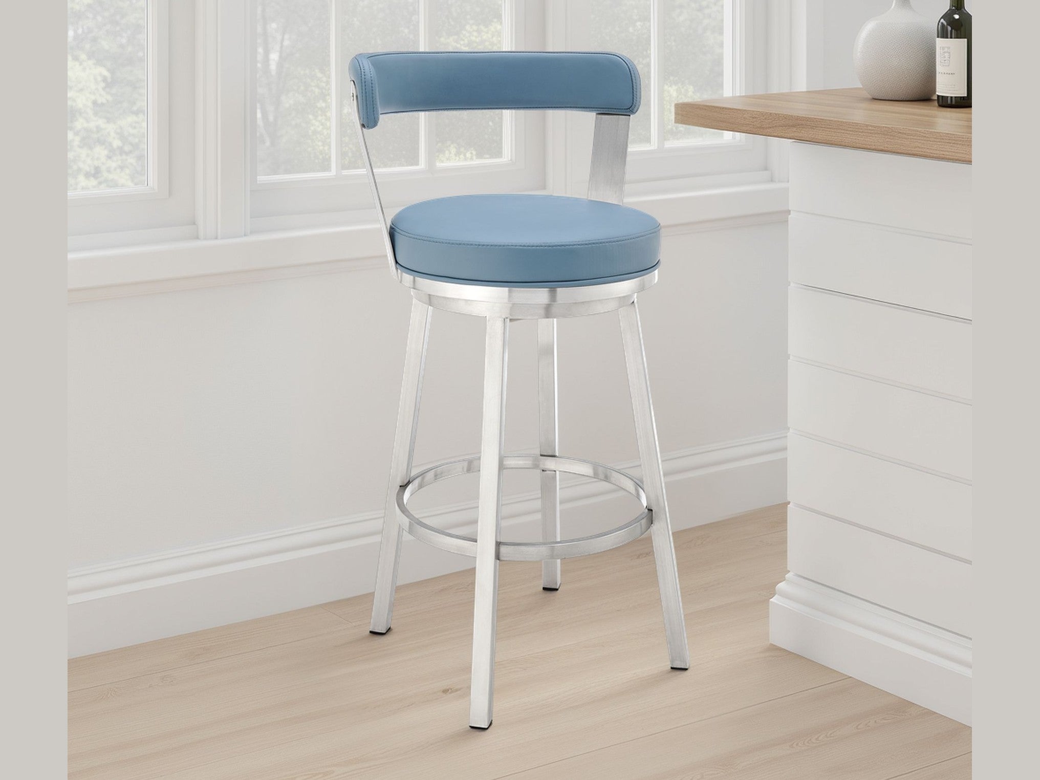 Bryant - Swivel Bar Stool With Silver Frame