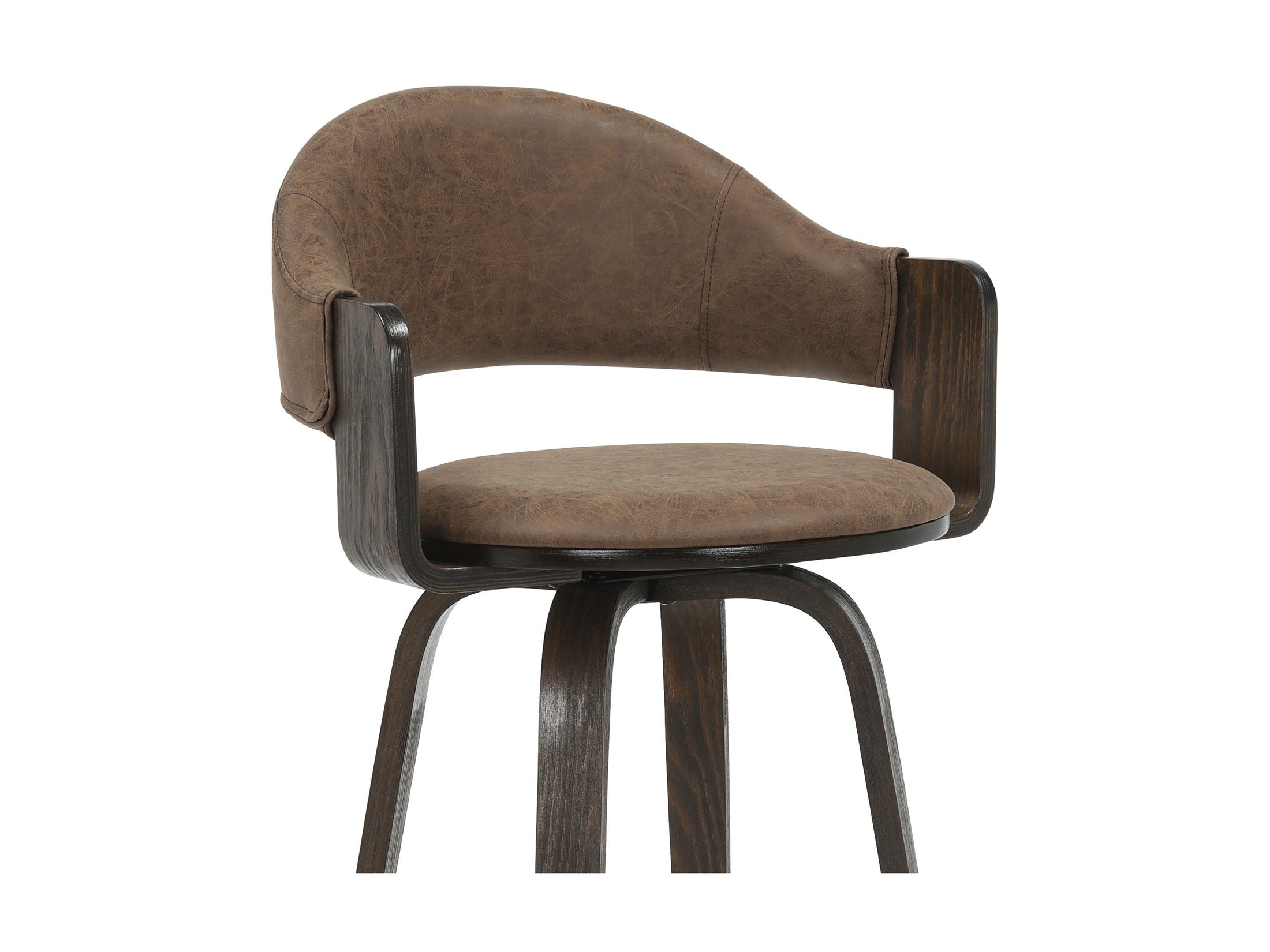 Daxton - Swivel Bar Height Round Back Wood Bar Stool With Faux Leather Seat