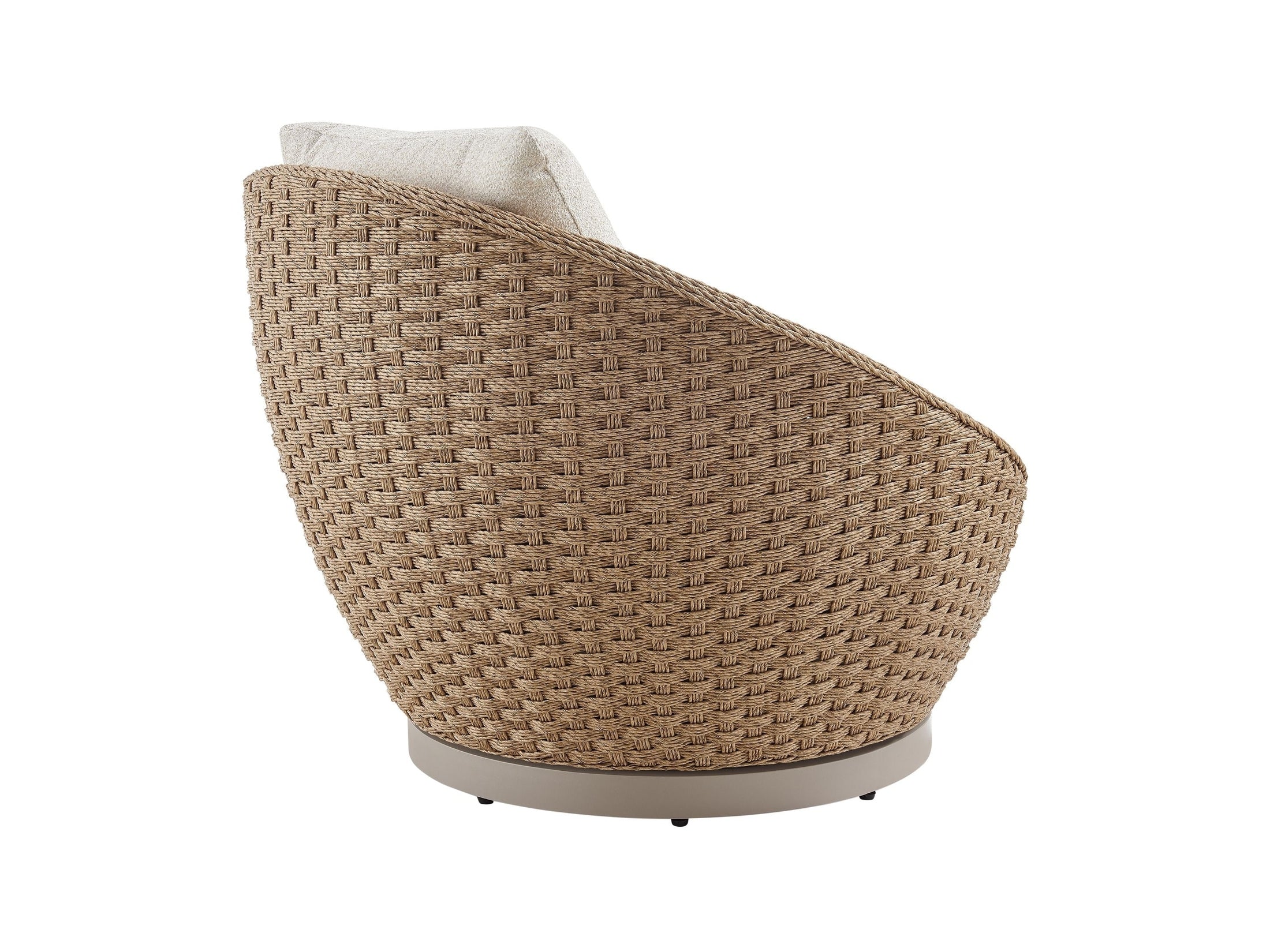 Kobalt - Metal Outdoor Swivel Lounge Chair With Cushions - Boucle White / Natural