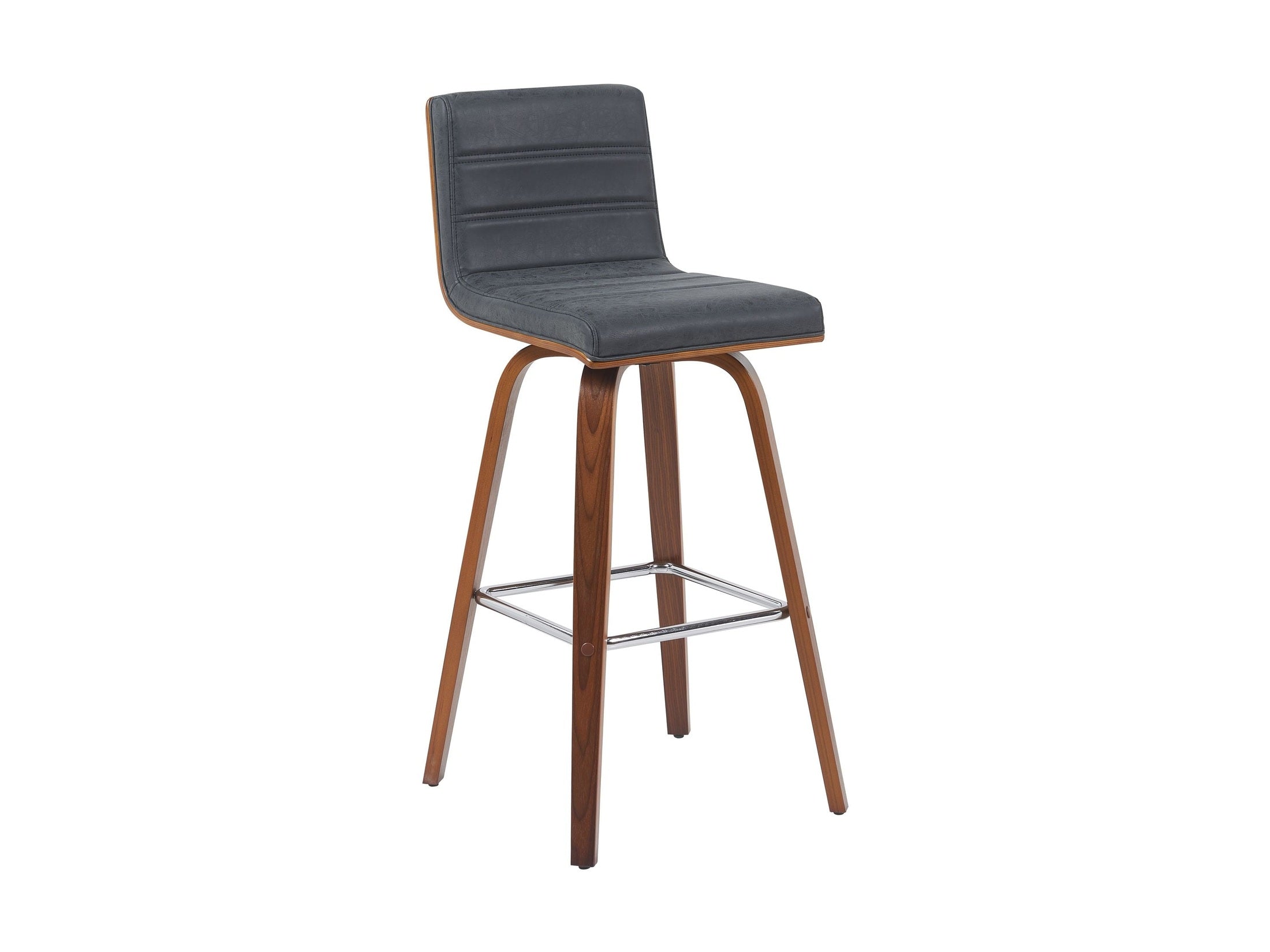 Vienna - Modern Swivel Bar Height Stool - Walnut Finished Wood Frame