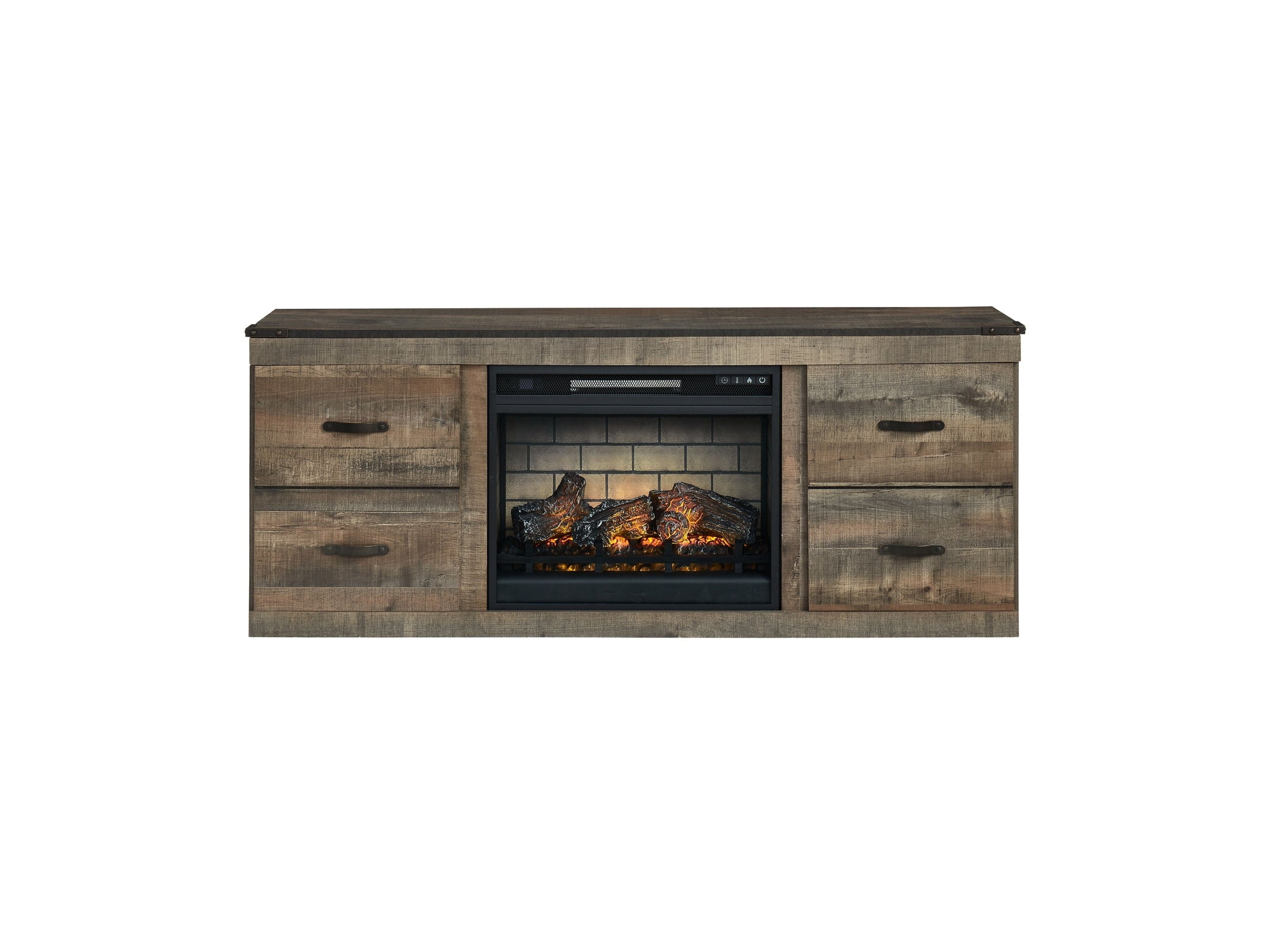 Trinell - TV Stand With Electric Fireplace - Brown