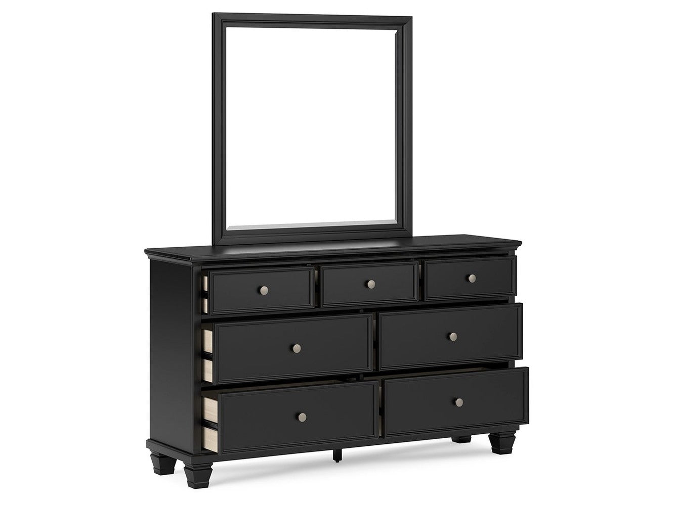 Lanolee - Dresser And Mirror - Black