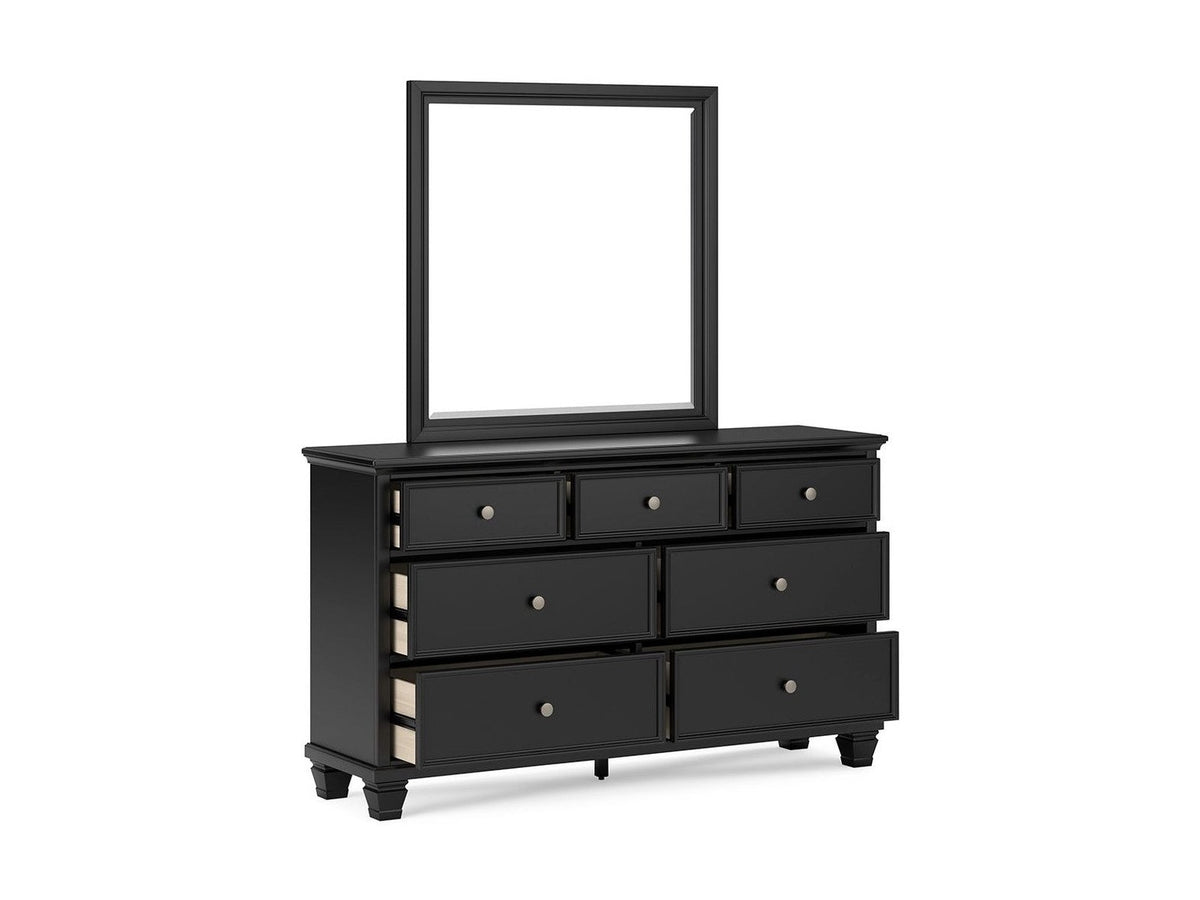 Lanolee - Dresser And Mirror - Black