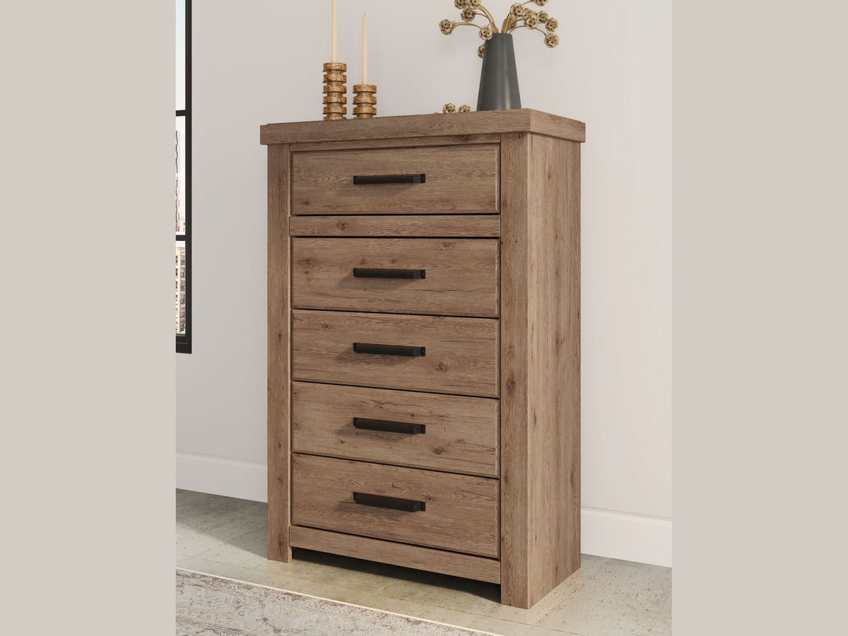 Oliandon - Five Drawer Chest - Light Brown