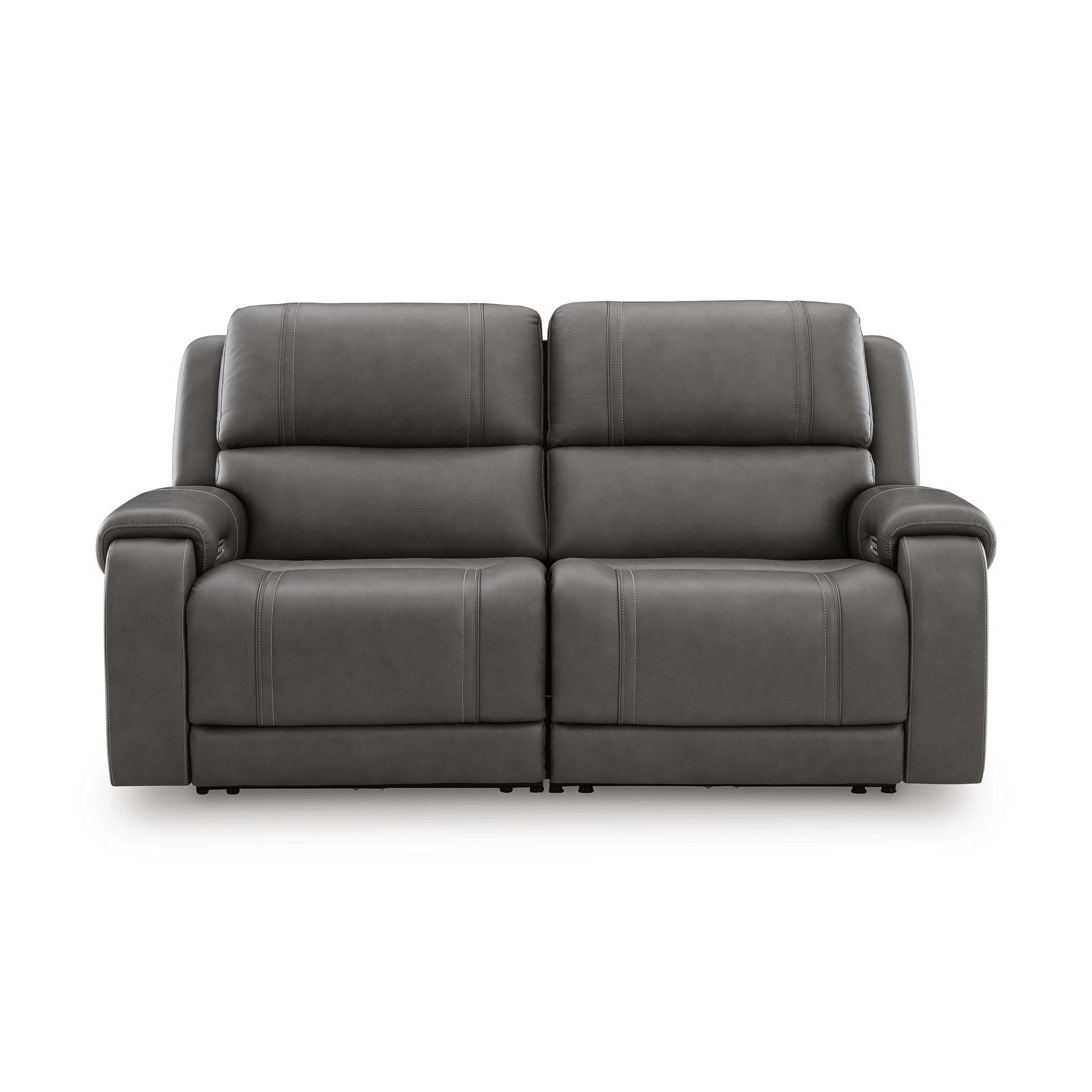 Gray leather sofa on a white background