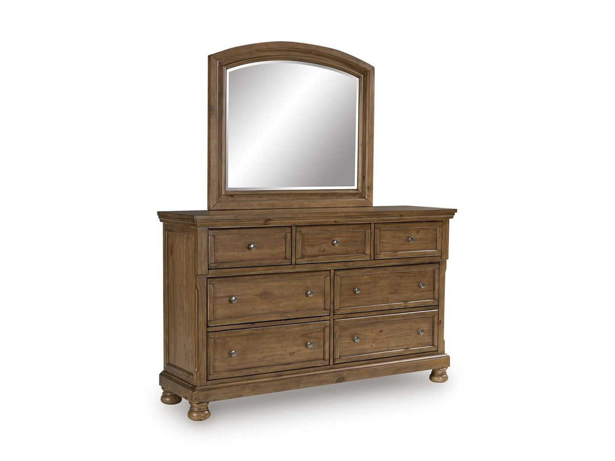 Feddinger - Dresser And Mirror - Medium Brown