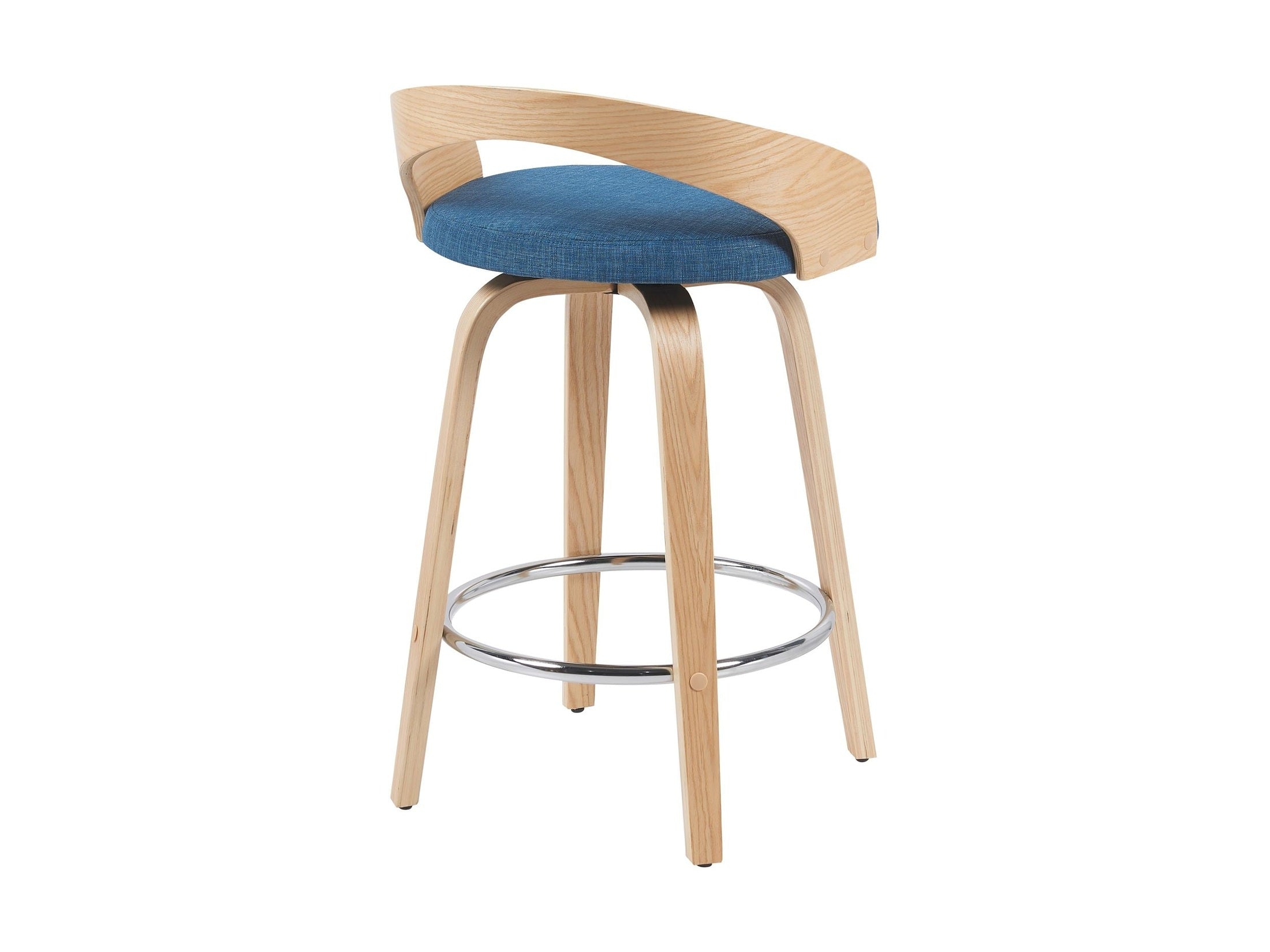 Sonia - Modern Swivel Counter Height Bar Stool - Patterned Oak Wood Finish