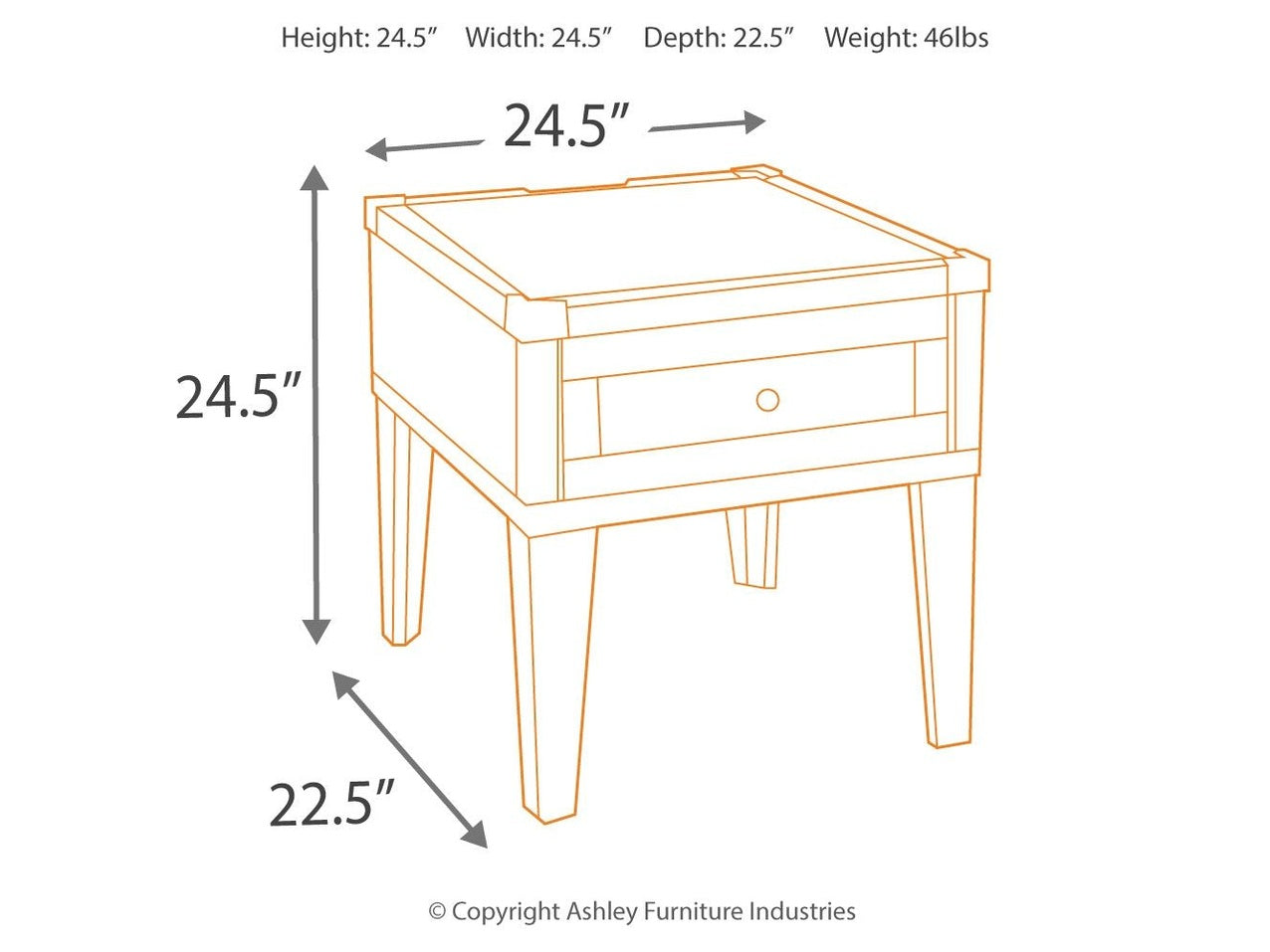 Todoe - Rectangular End Table - Dark Gray
