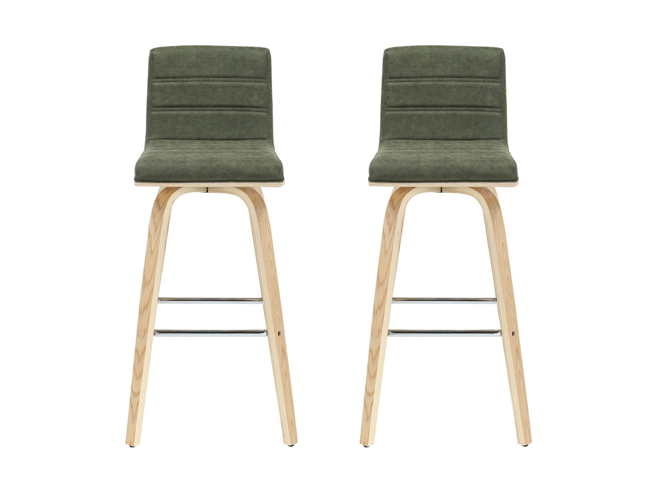 Vienna - 39.5" Swivel Bar Height Square Back Wood Bar Stool With Faux Leather Seat