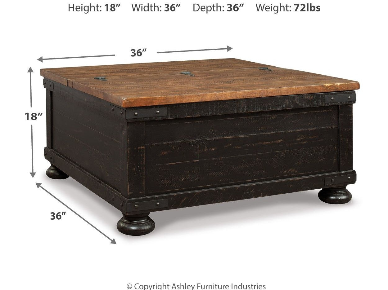Valebeck - Lift Top Cocktail Table - Black / Brown