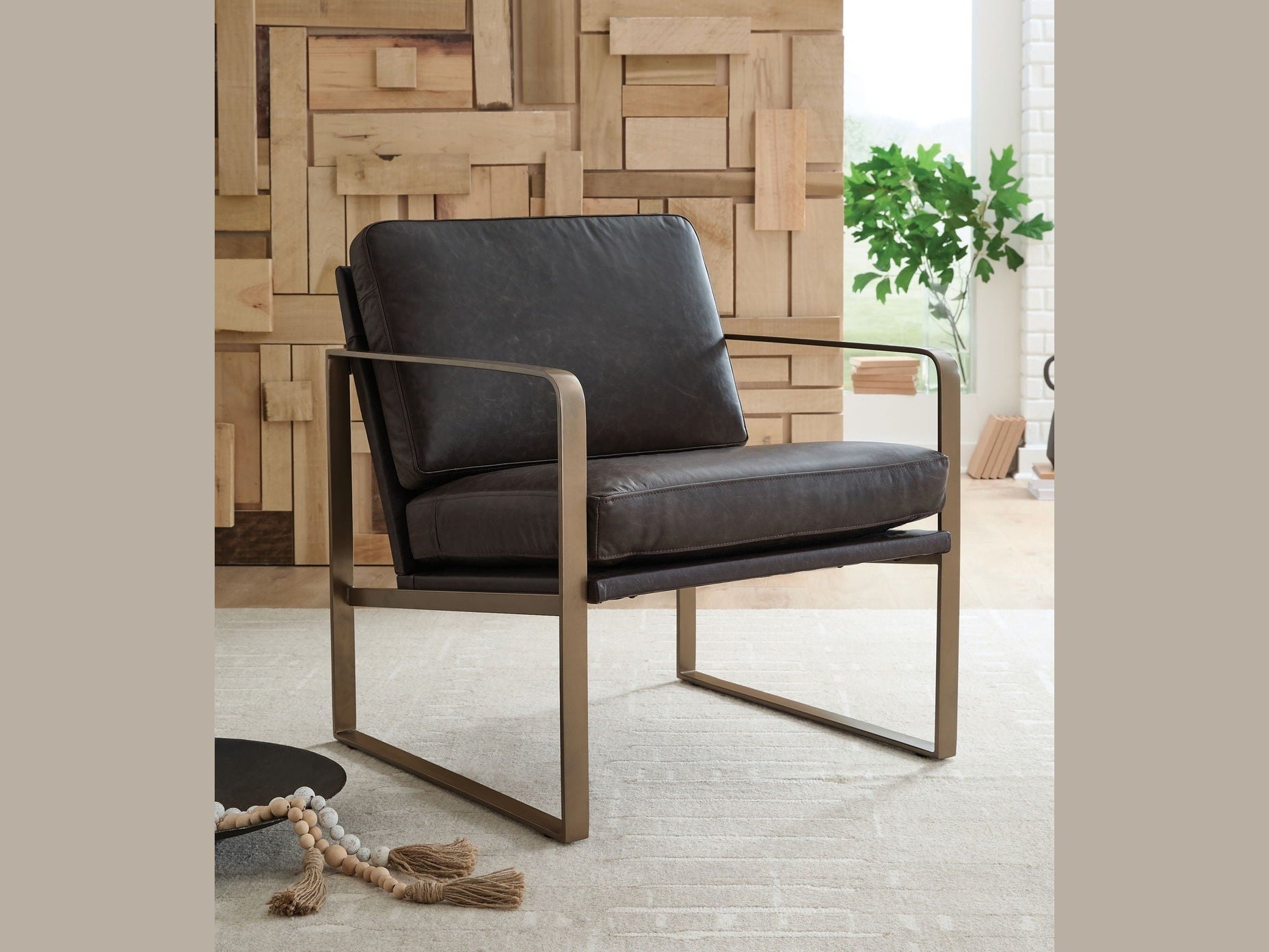 Bradett - Accent Chair - Dark Brown / Gold Finish
