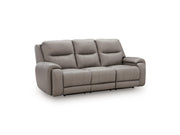 Real Moments - Power Reclining Sofa With Audio Seating - Ash