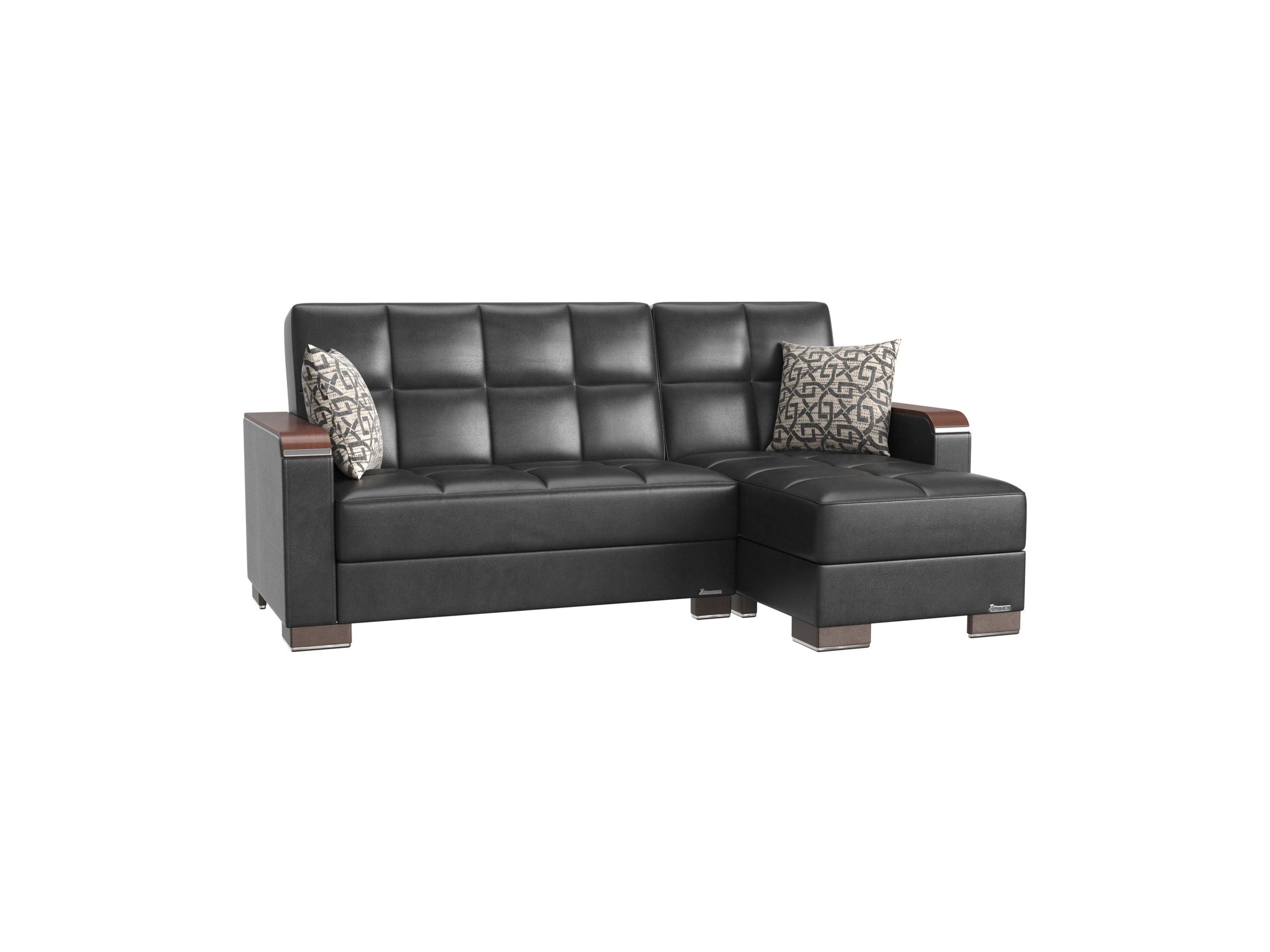 Ottomanson Armada X - Upholstered Convertible Wood Trimmed Chaise Lounge With Storage
