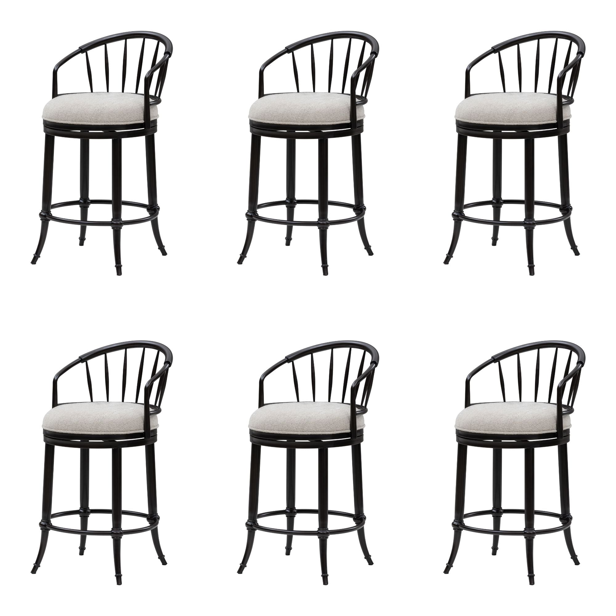 Luther - Commercial Grade Steel Frame Fabric Upholstered Swivel Counter Height Barstool