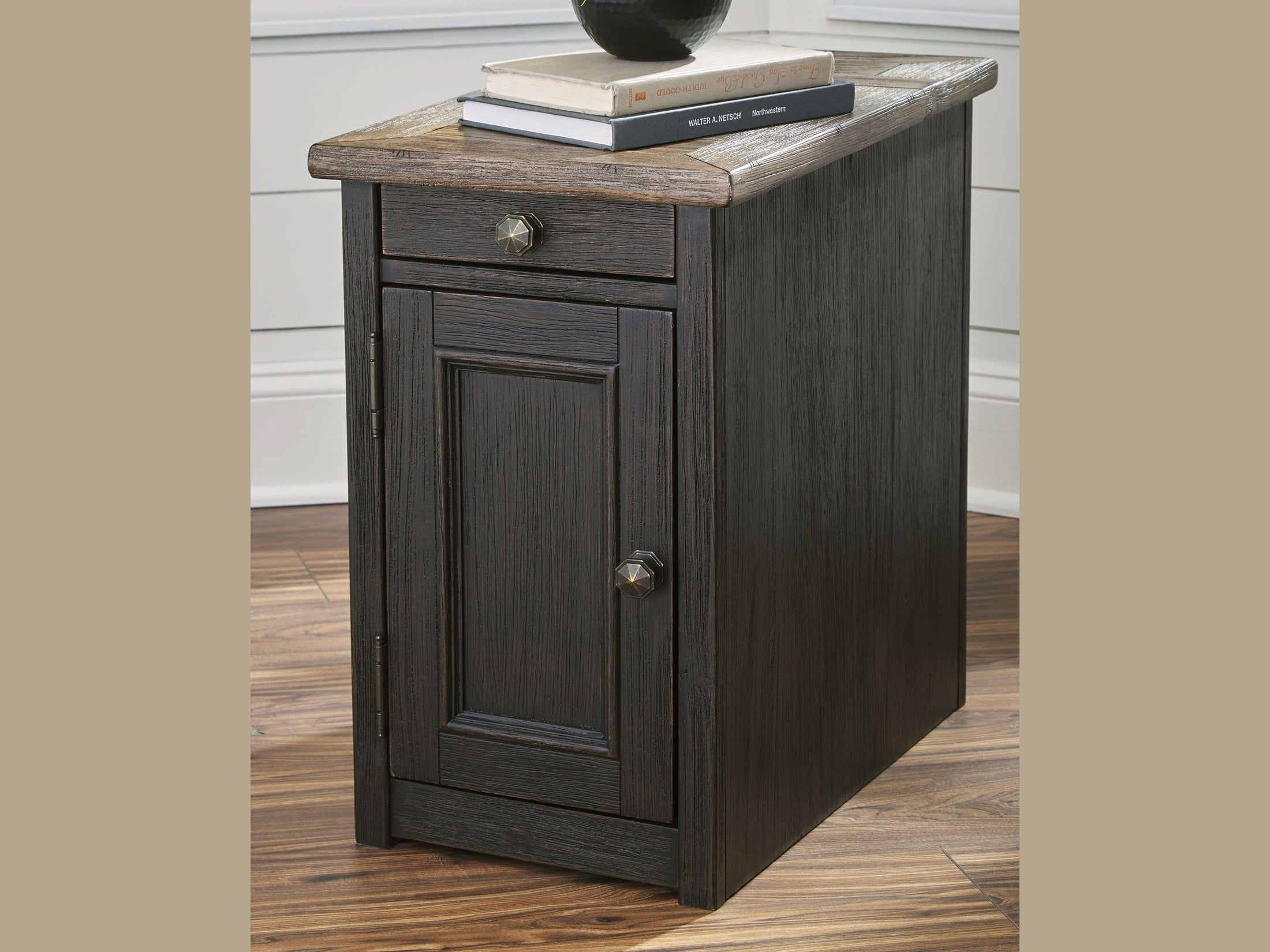 Tyler Creek - Chair Side End Table - Grayish Brown / Black