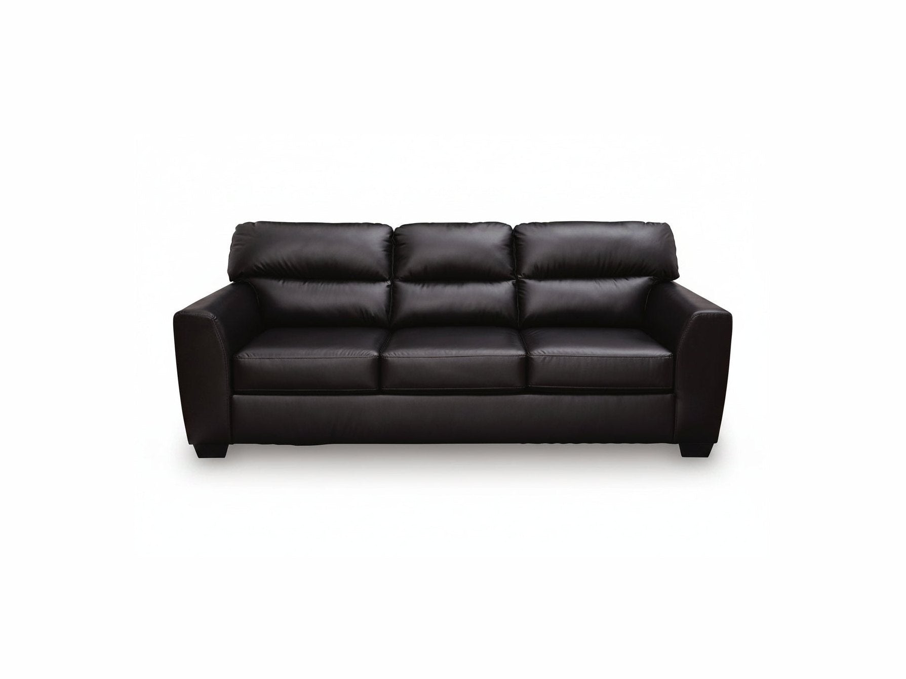 Black leather sofa on a white background