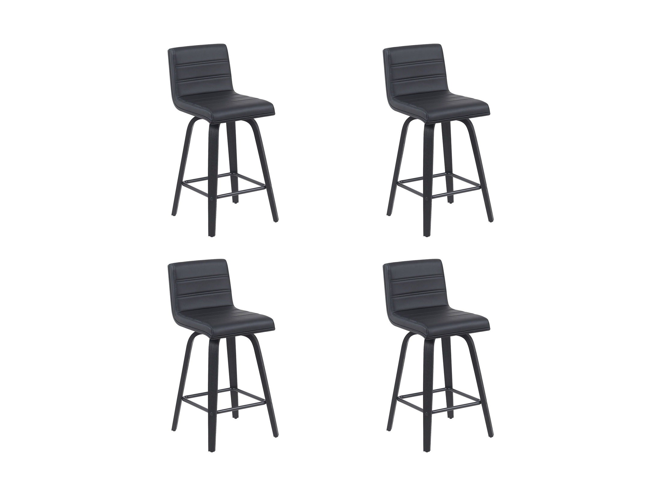 Vienna - Modern Counter Height Swivel Bar Stool - Black Brushed Wood Frame