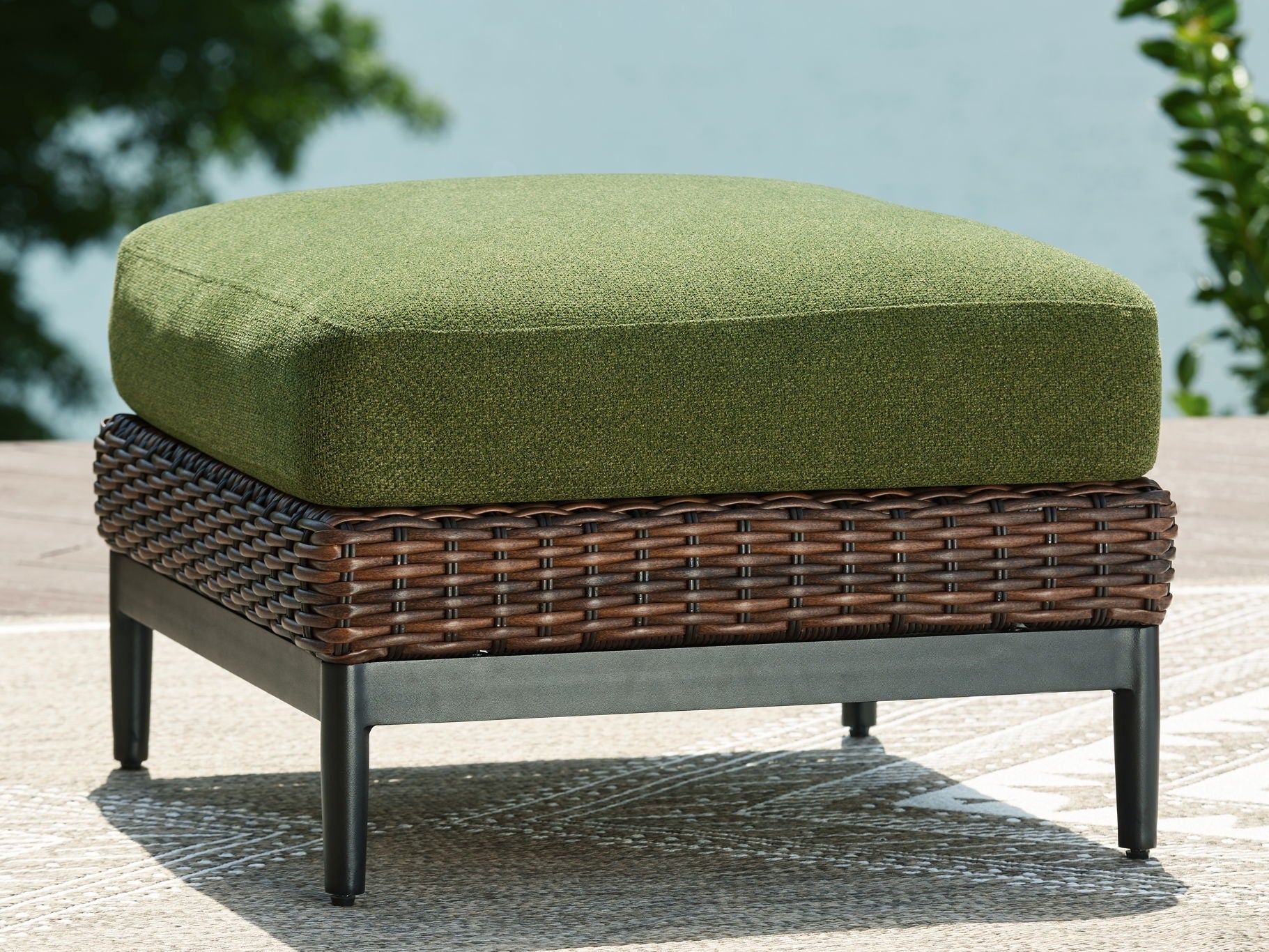 Horizon Hall - Ottoman With Cushion - Brown / Green