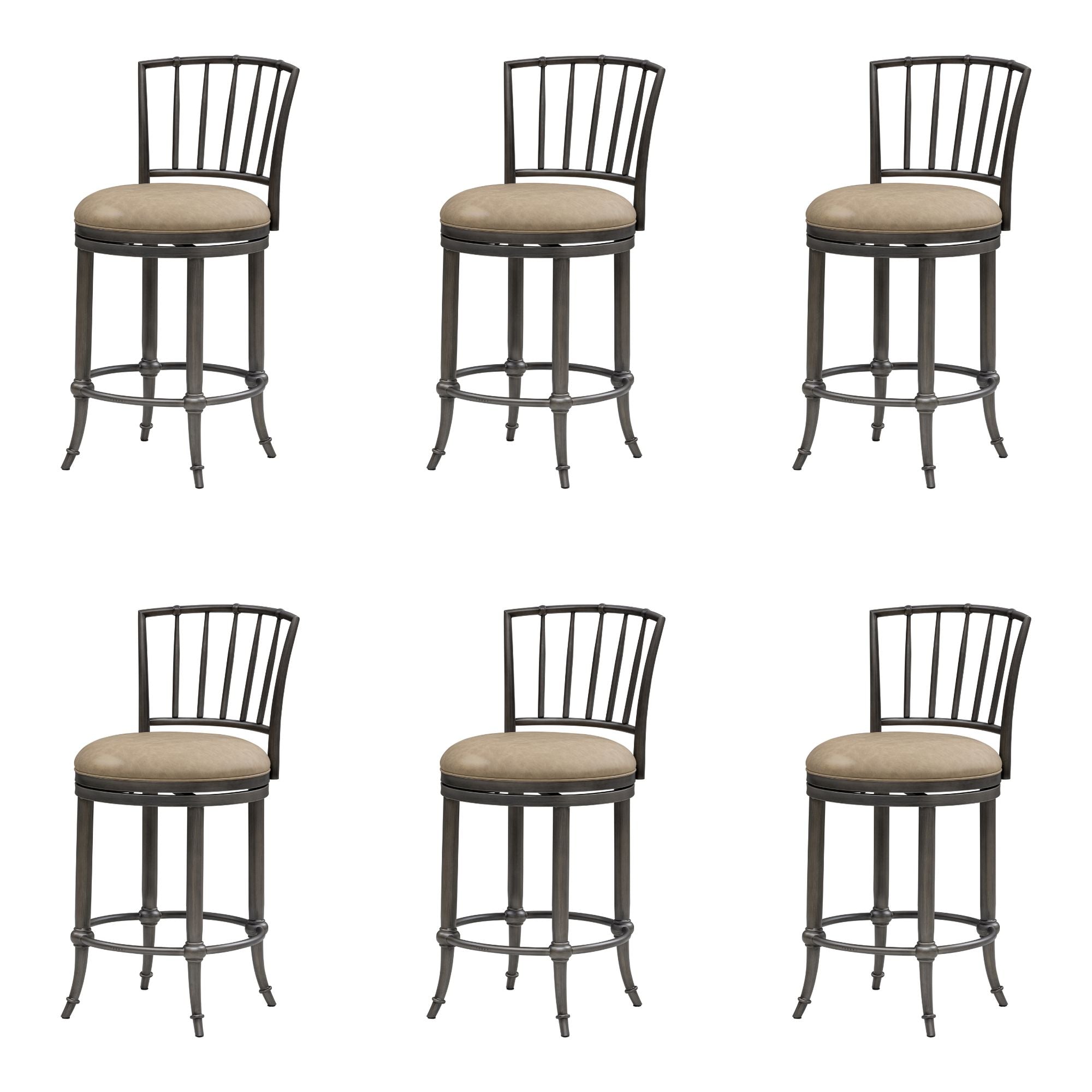 Vince - Commercial Grade Steel Frame Faux Leather Upholstered Swivel Counter Height Barstool
