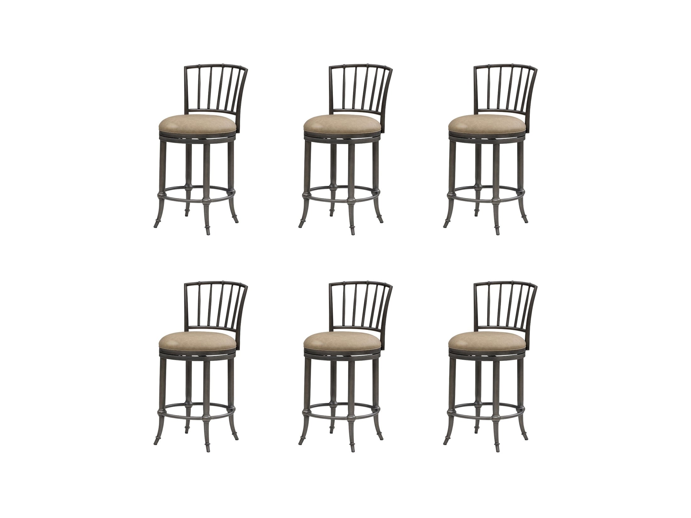 Vince - Commercial Grade Steel Frame Faux Leather Upholstered Swivel Counter Height Barstool