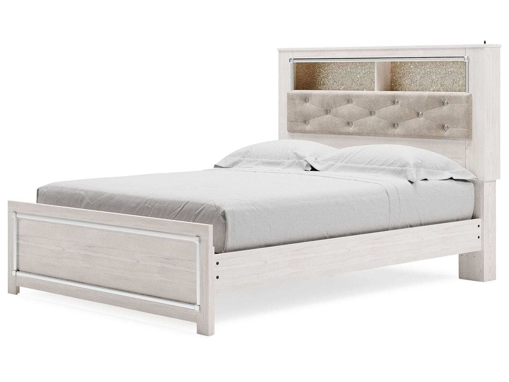 Altyra - Queen Panel Bookcase Bed With Roll Slats - White