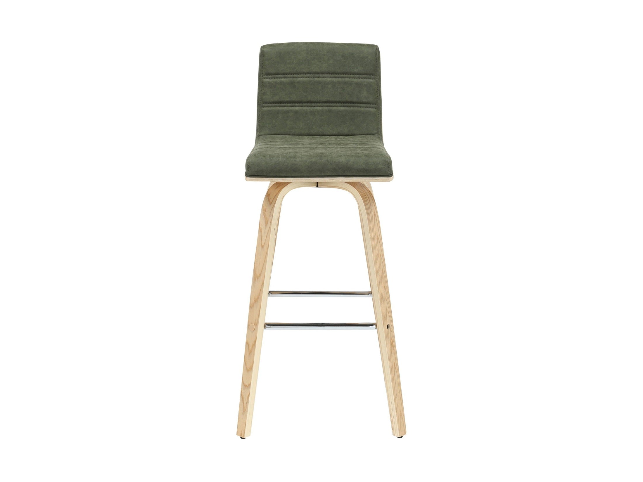 Vienna - 39.5" Swivel Bar Height Square Back Wood Bar Stool With Faux Leather Seat