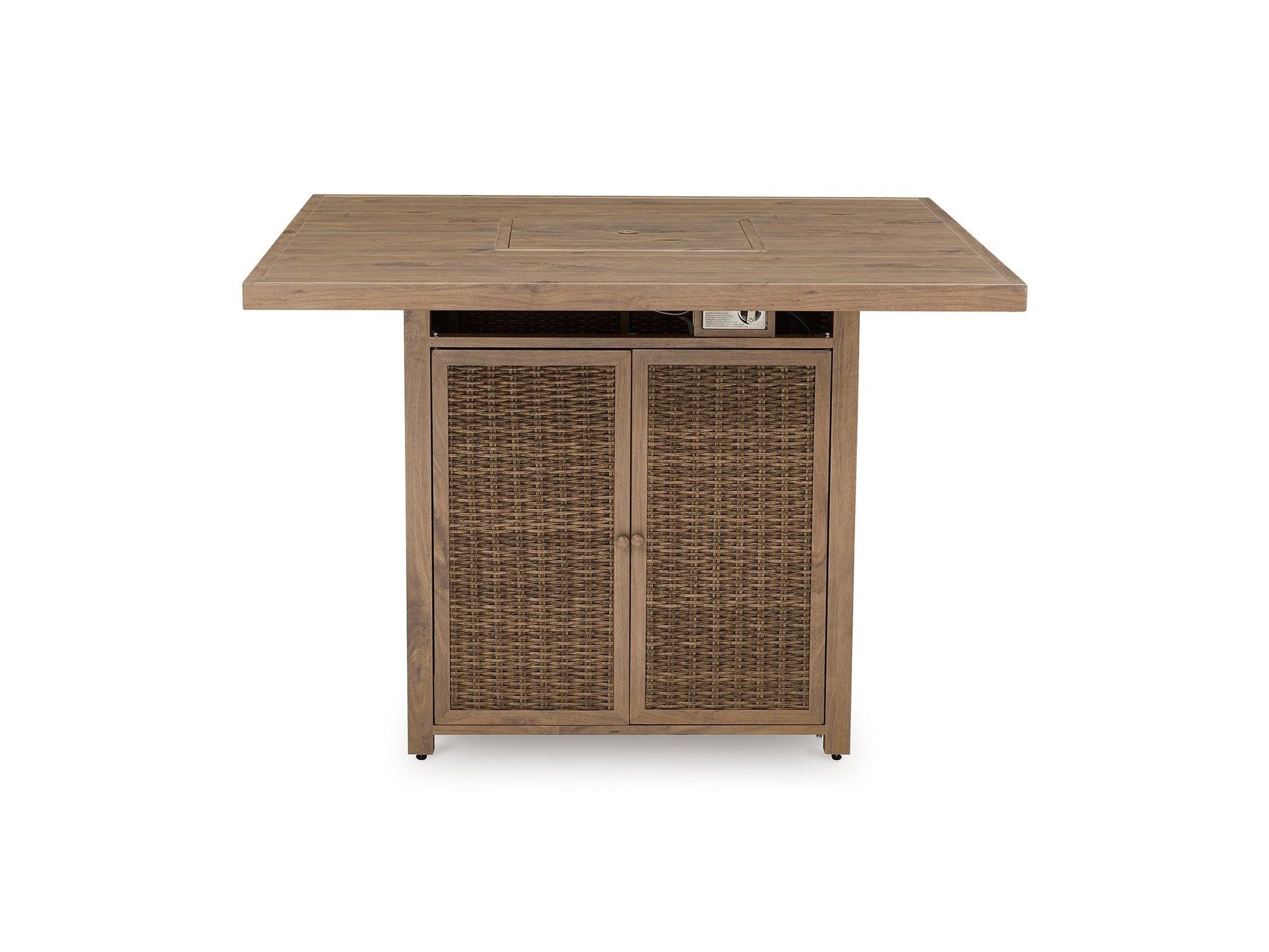 Walton Bridge - Square Bar Table W/Fire Pit - Driftwood