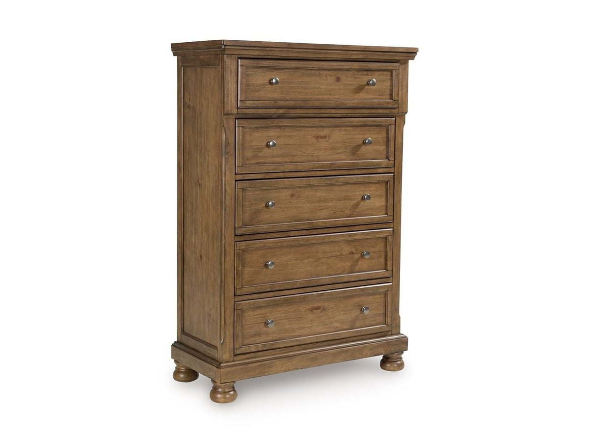 Feddinger - Five Drawer Chest - Medium Brown