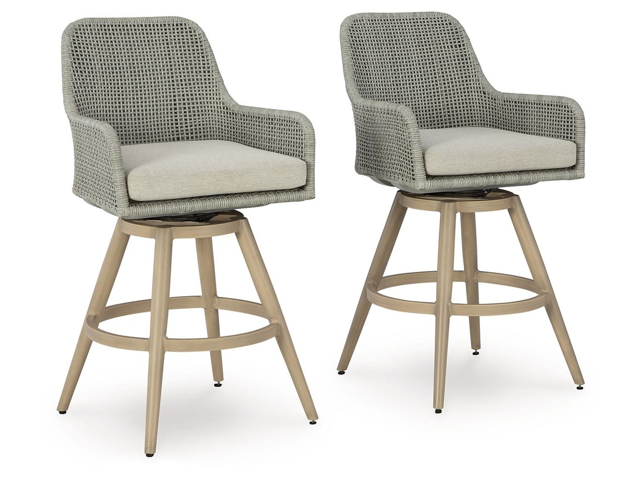 Seton Creek - Barstool With Cushion (Set of 2) - Beige / Gray