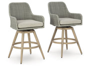 Seton Creek - Barstool With Cushion (Set of 2) - Beige / Gray