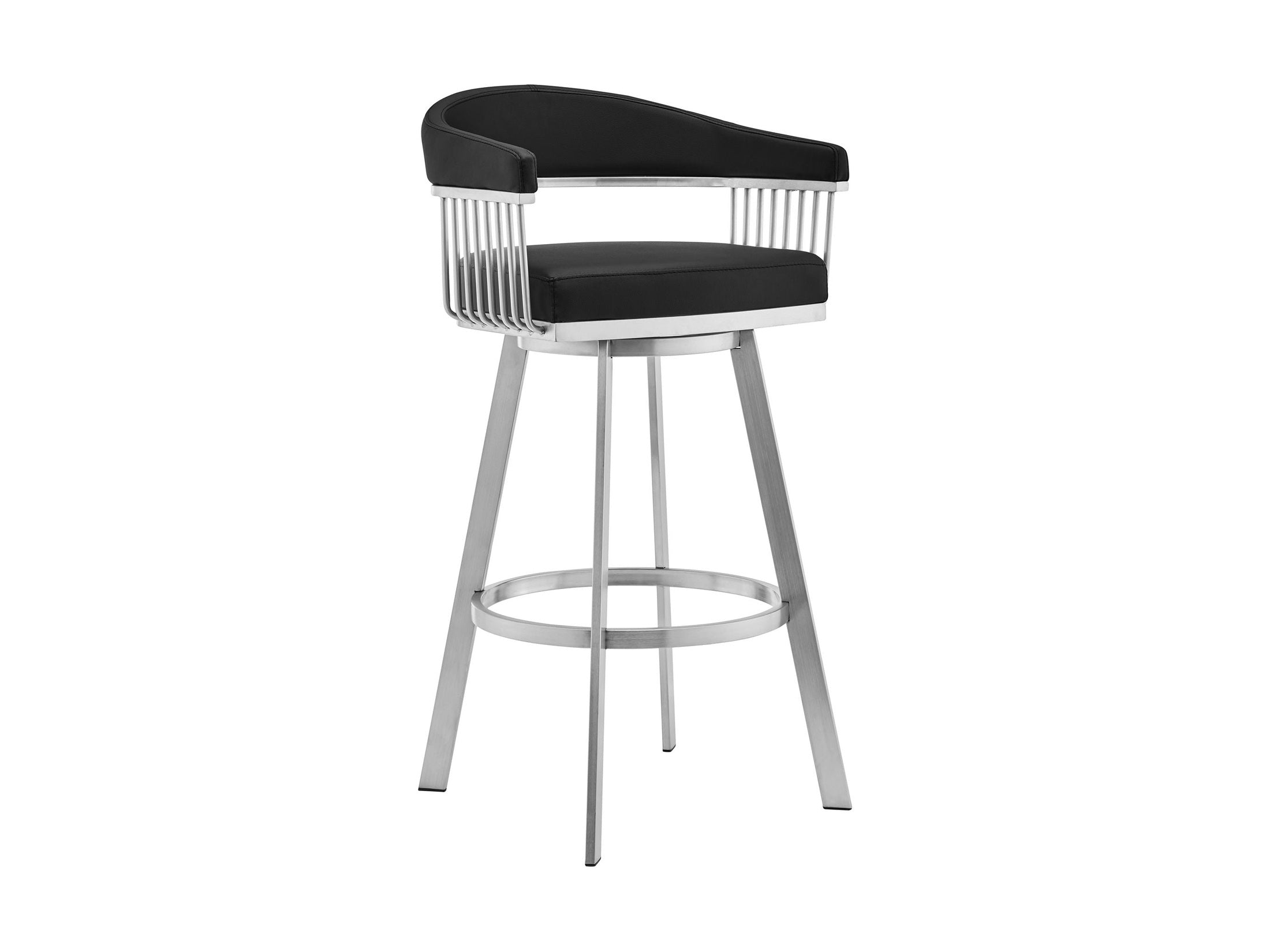 Bronson - Faux Leather And Brushed Stainless Steel Swivel Bar Stool